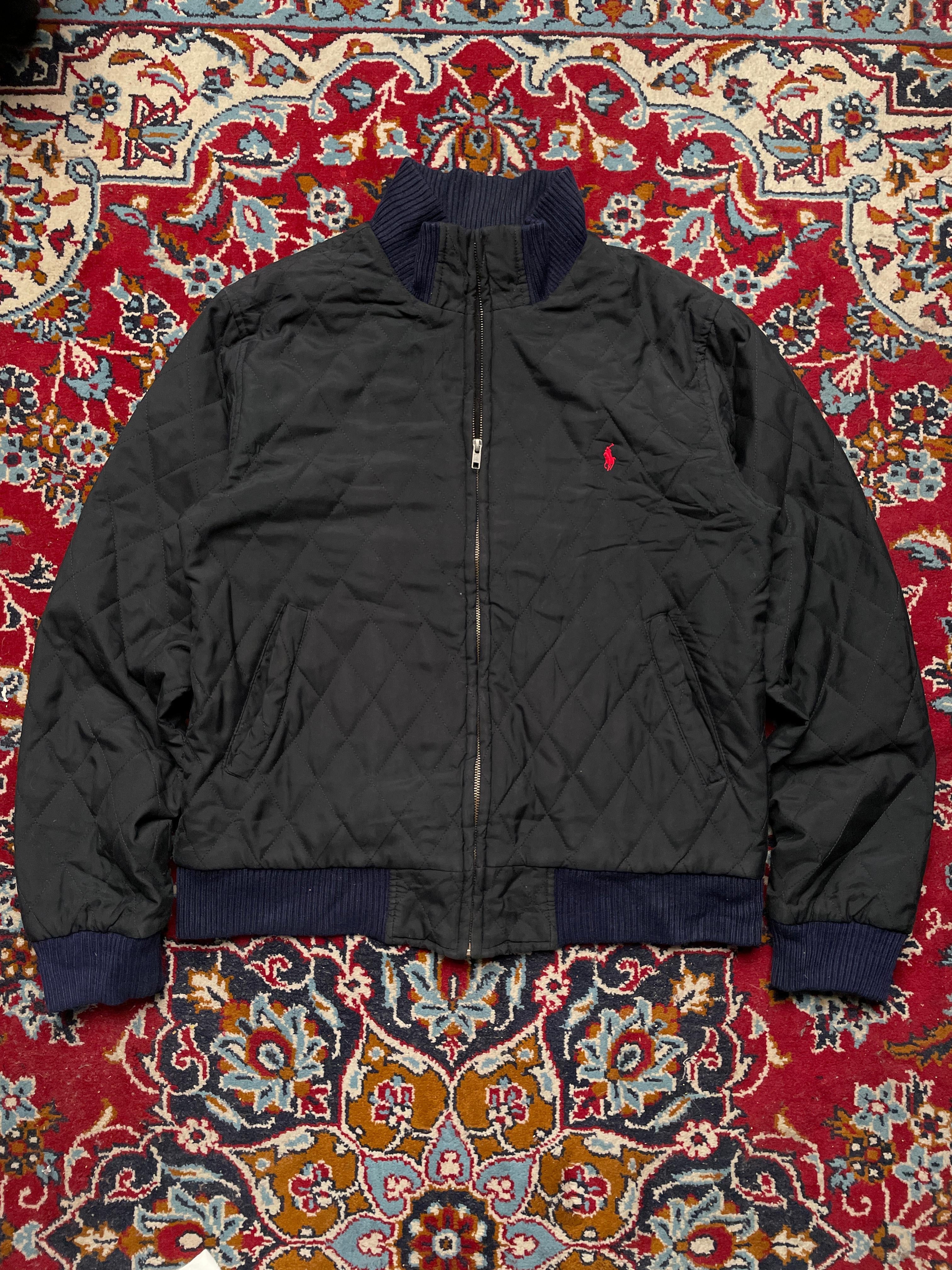 Polo Ralph Lauren Vintage Black Quilted Bomber Jacket - L