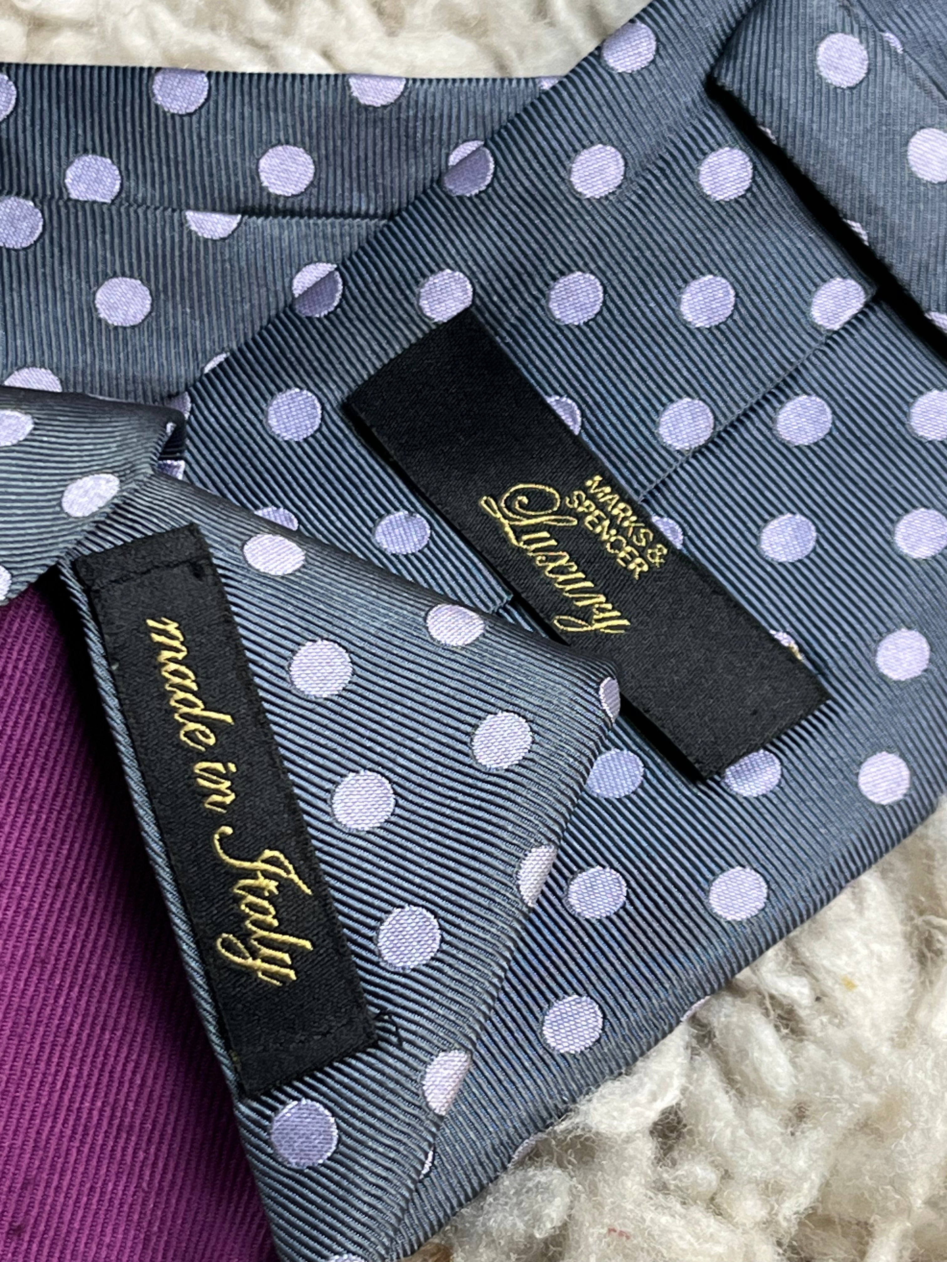 MARKS N SPENCER ITALIAN MADE LUXURY PURE SILK POLKA DOT TIE