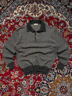 Vintage Bally Herringbone Knit Polo Sweater - S