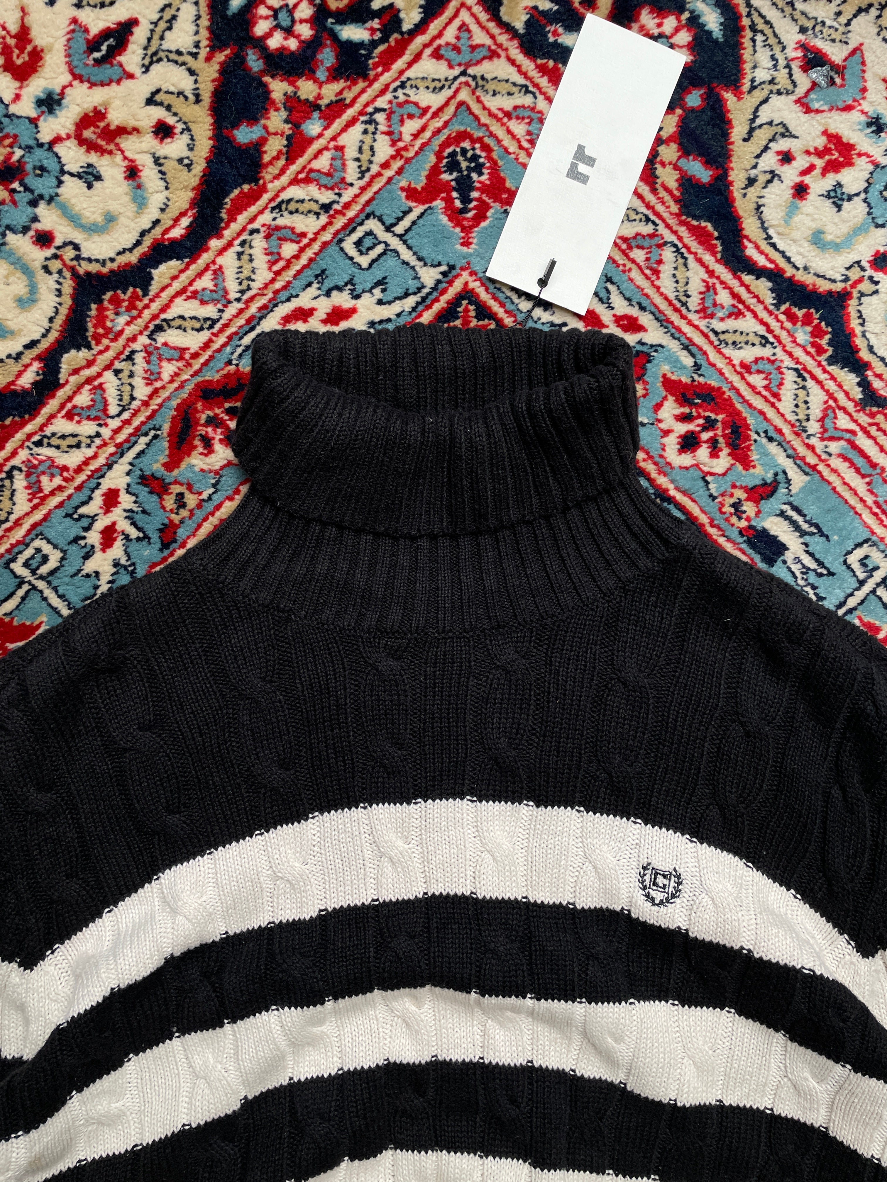 Gap Striped Cable Knit Turtleneck Sweater