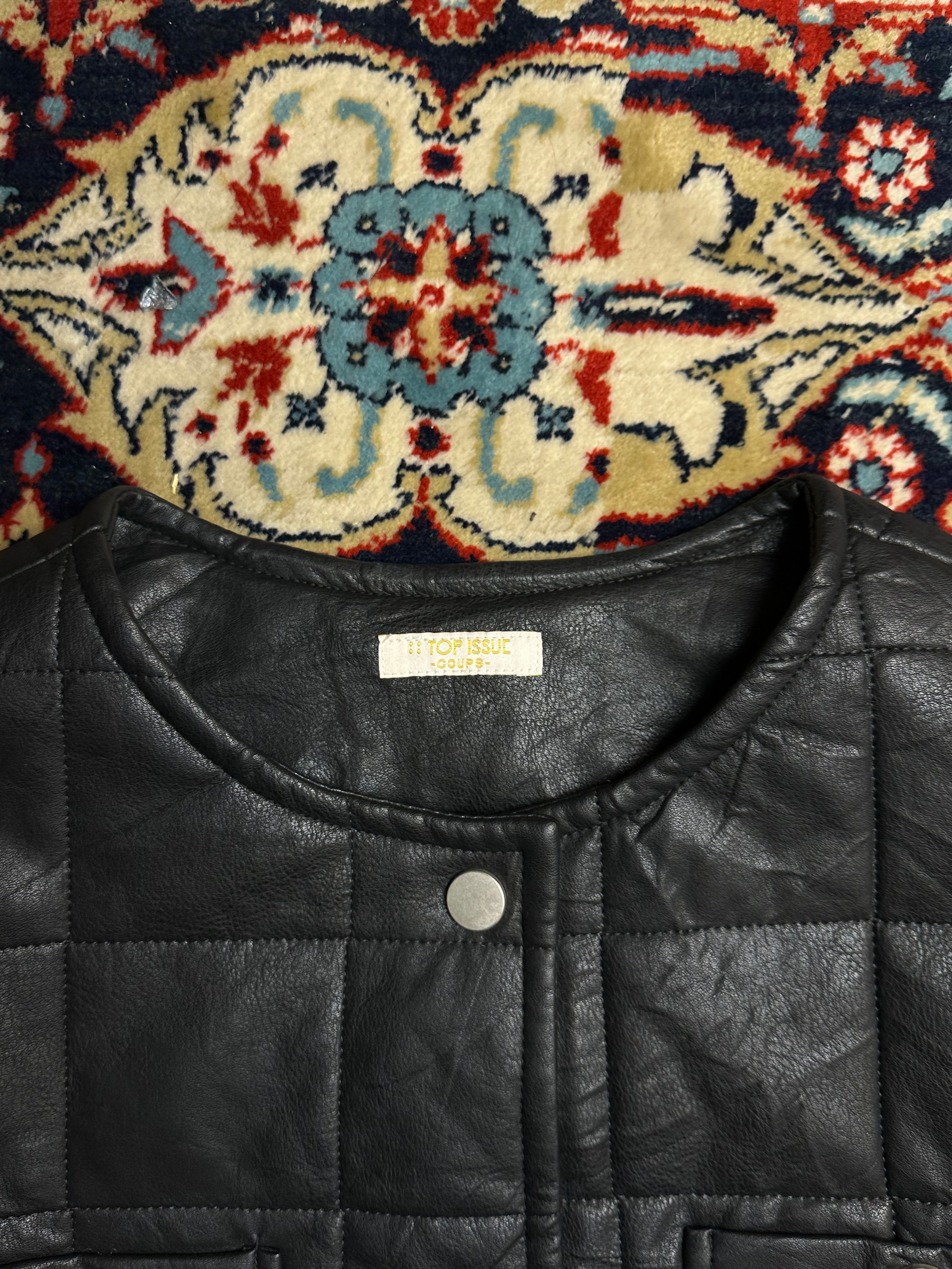 TOP ISSUE Leather Crew Neck Jacket