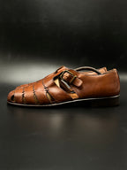 G.H. Bass Brown Monk Strap Leather Fisherman Sandals - 46