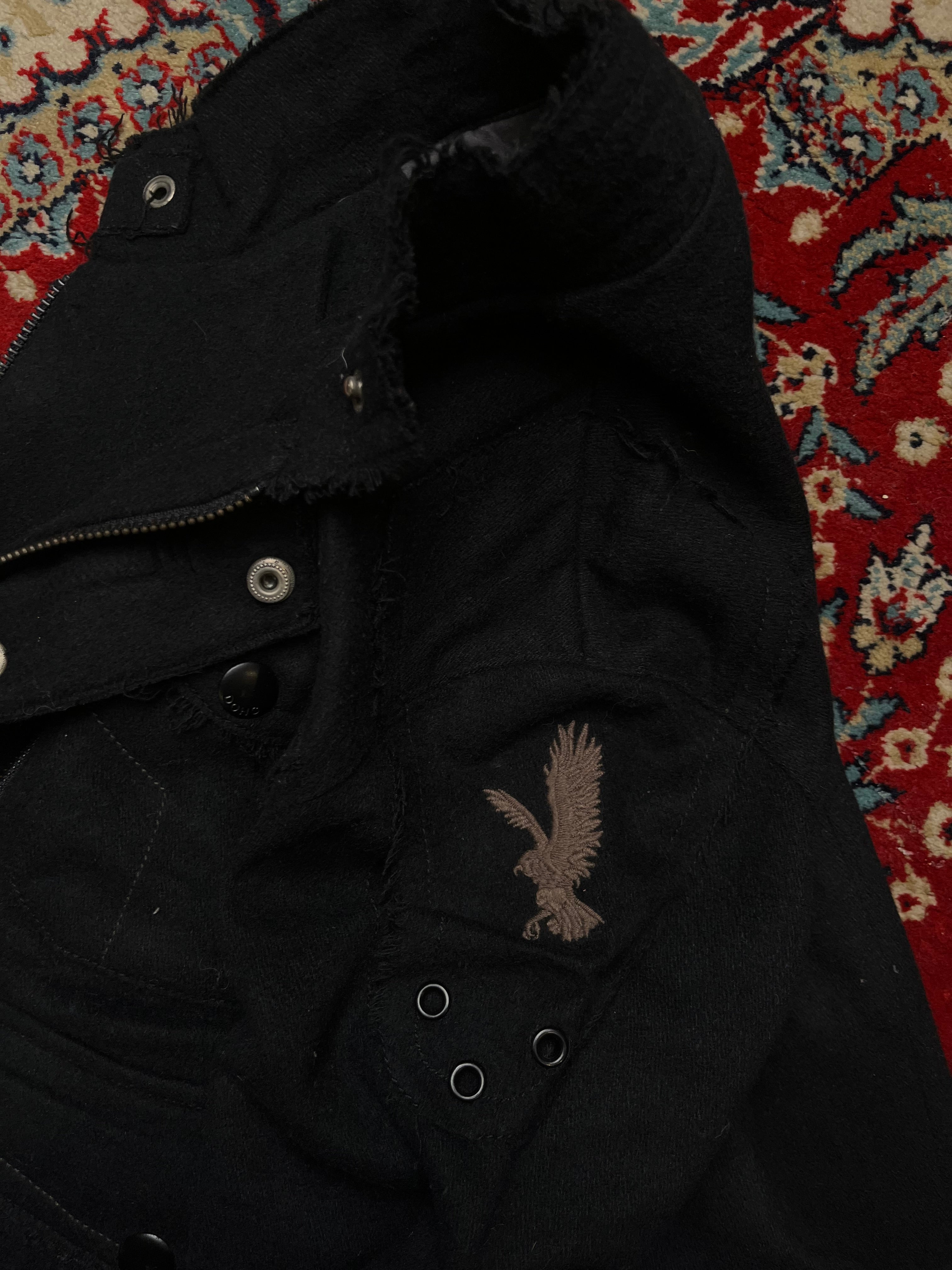 DOHC Black Wool Biker Jacket