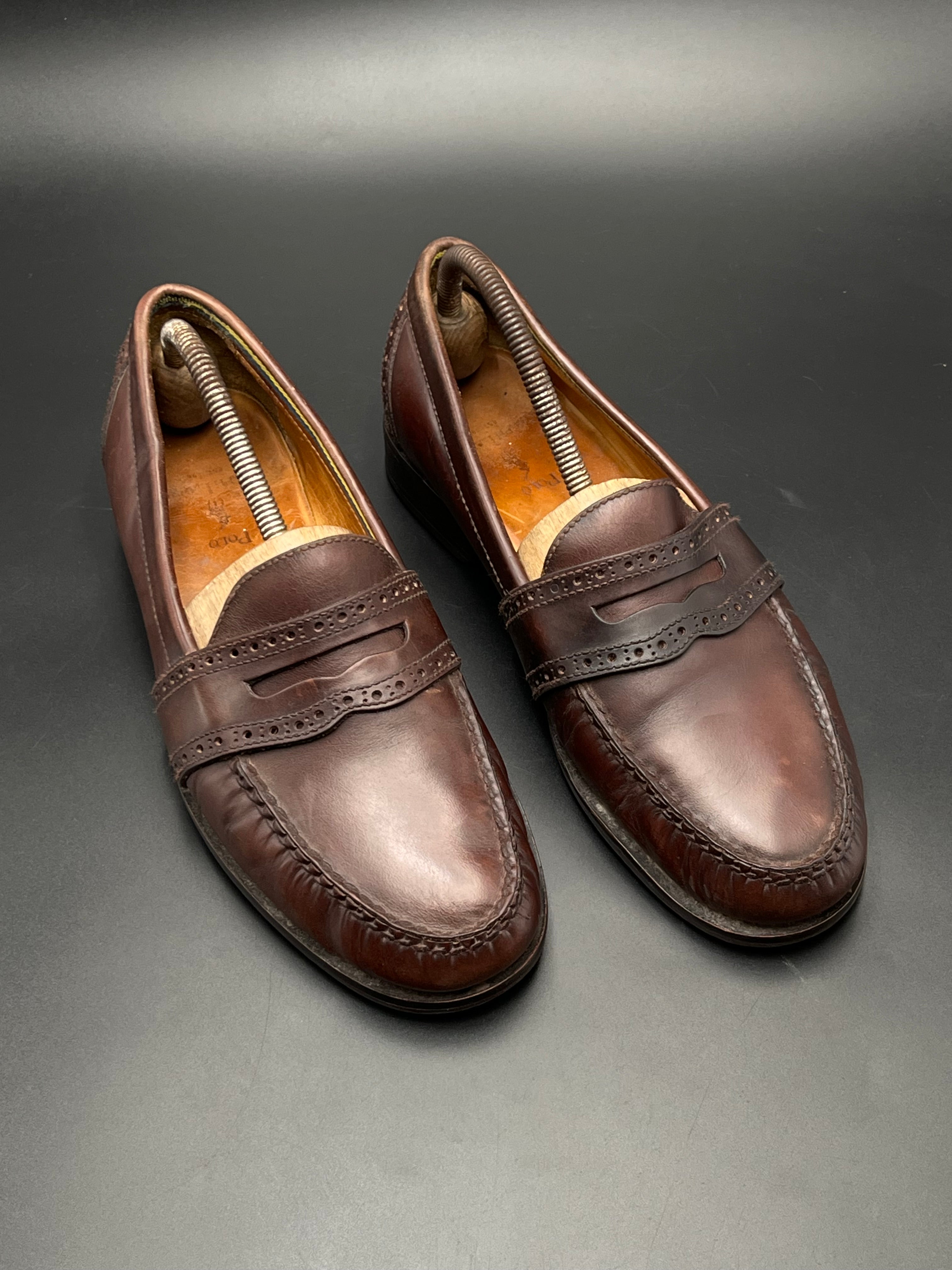 Polo Ralph Lauren Men's Brown Leather Brogue Penny Loafers