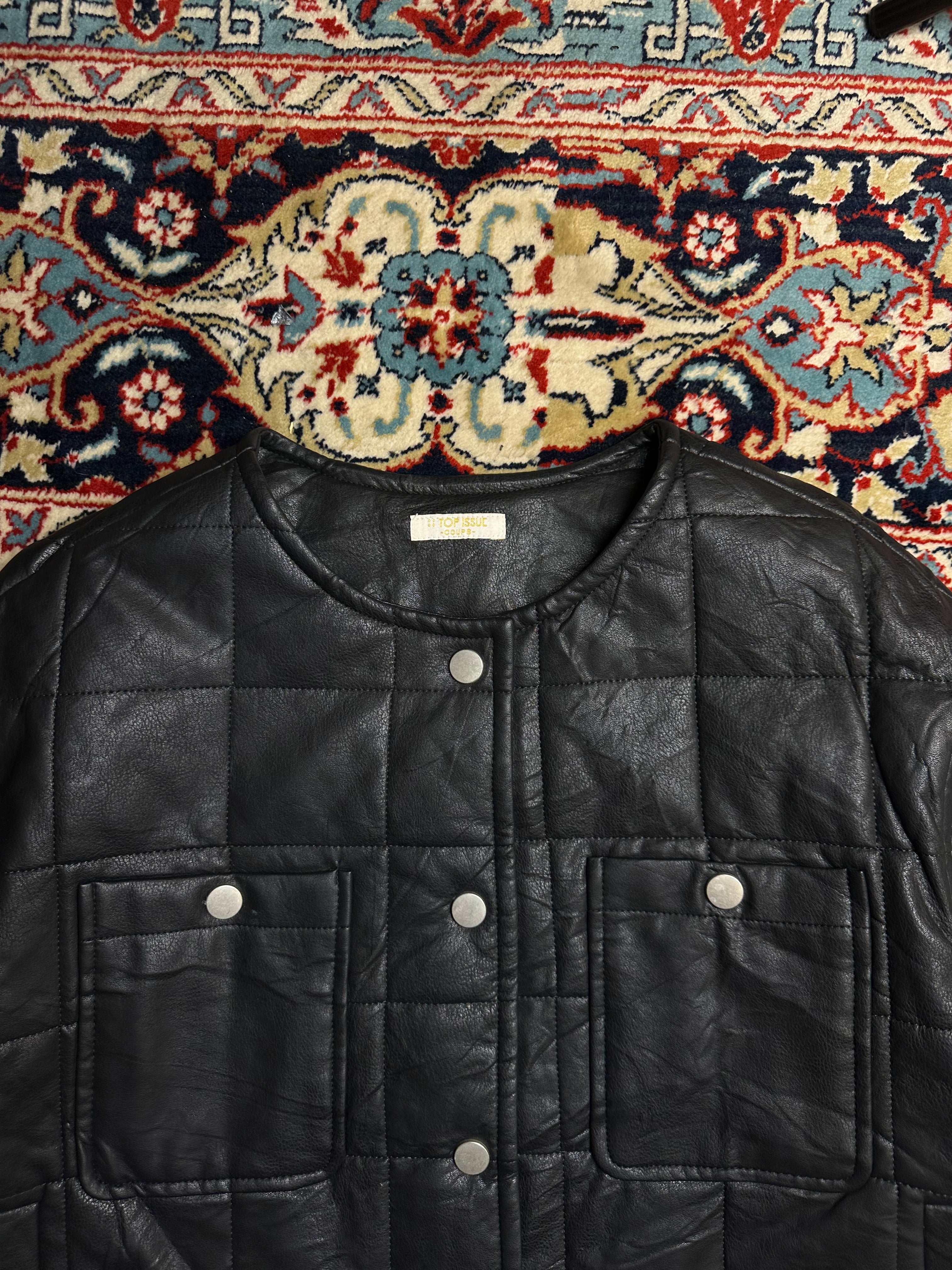 TOP ISSUE Leather Crew Neck Jacket