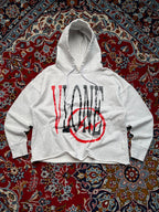 VLONE x Fragment Design Raw Hem Heather Grey Crop Hoodie - M