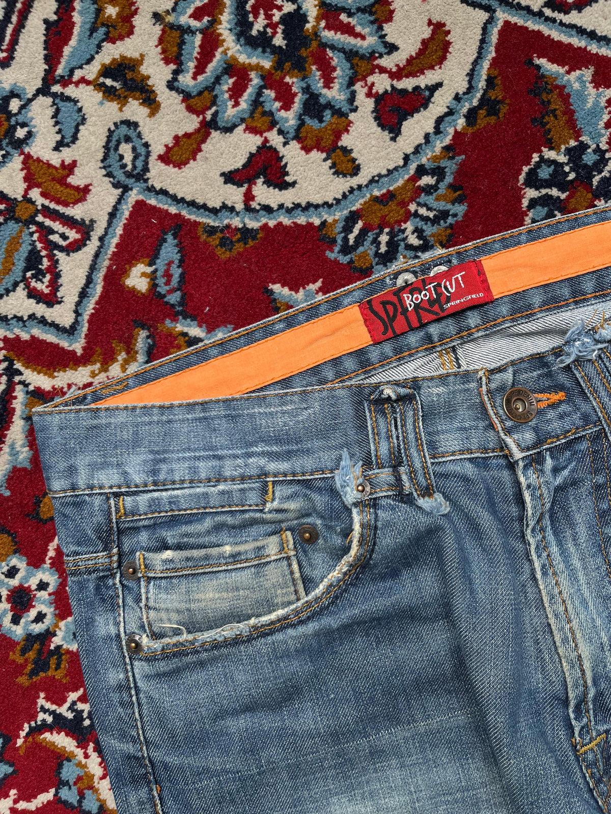 Vintage Springfield Distressed Flap Pocket Bootcut Jeans – 32