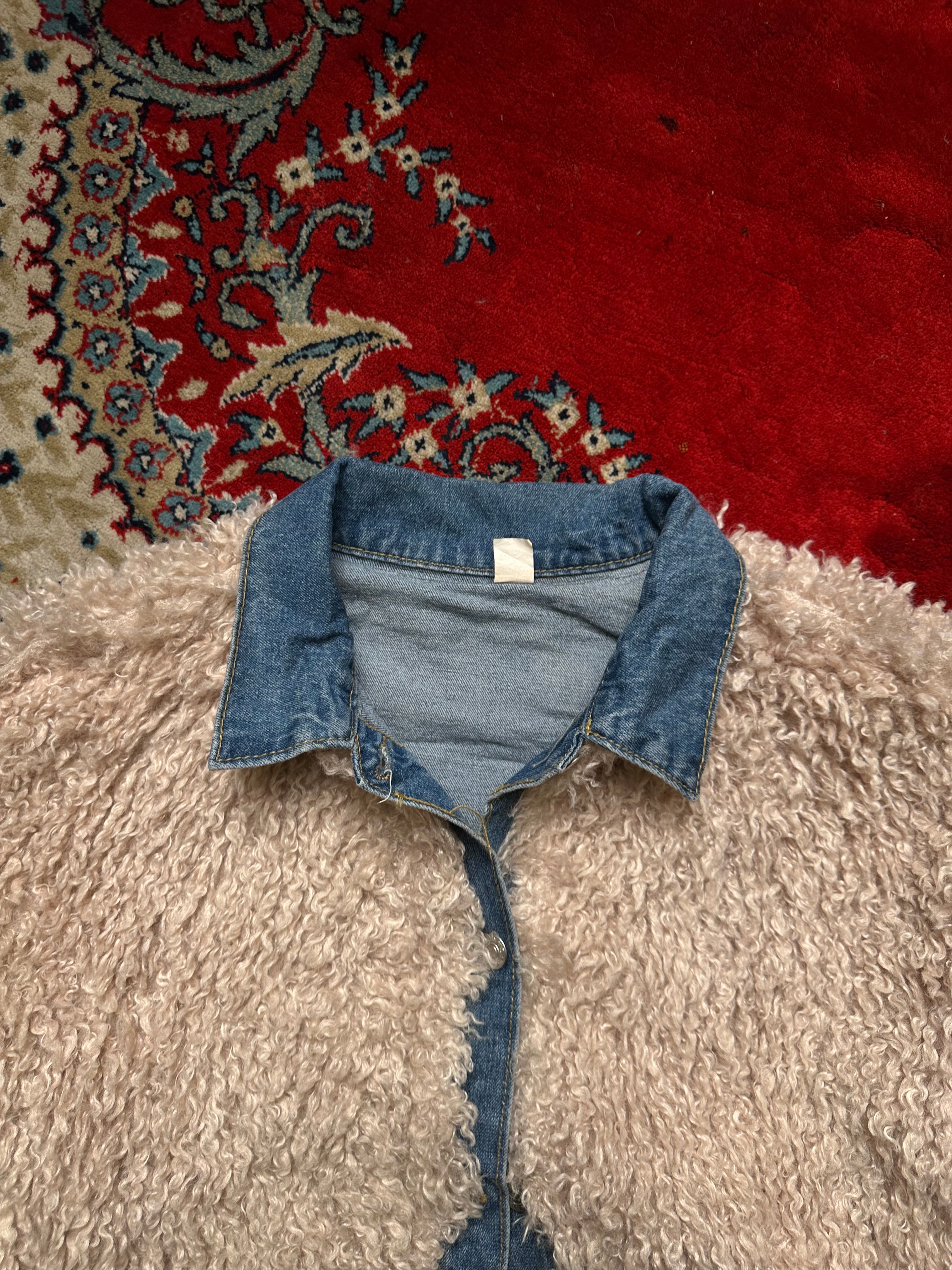 MAGAZINE Fake Fur Baggy Cropped Denim Jacket