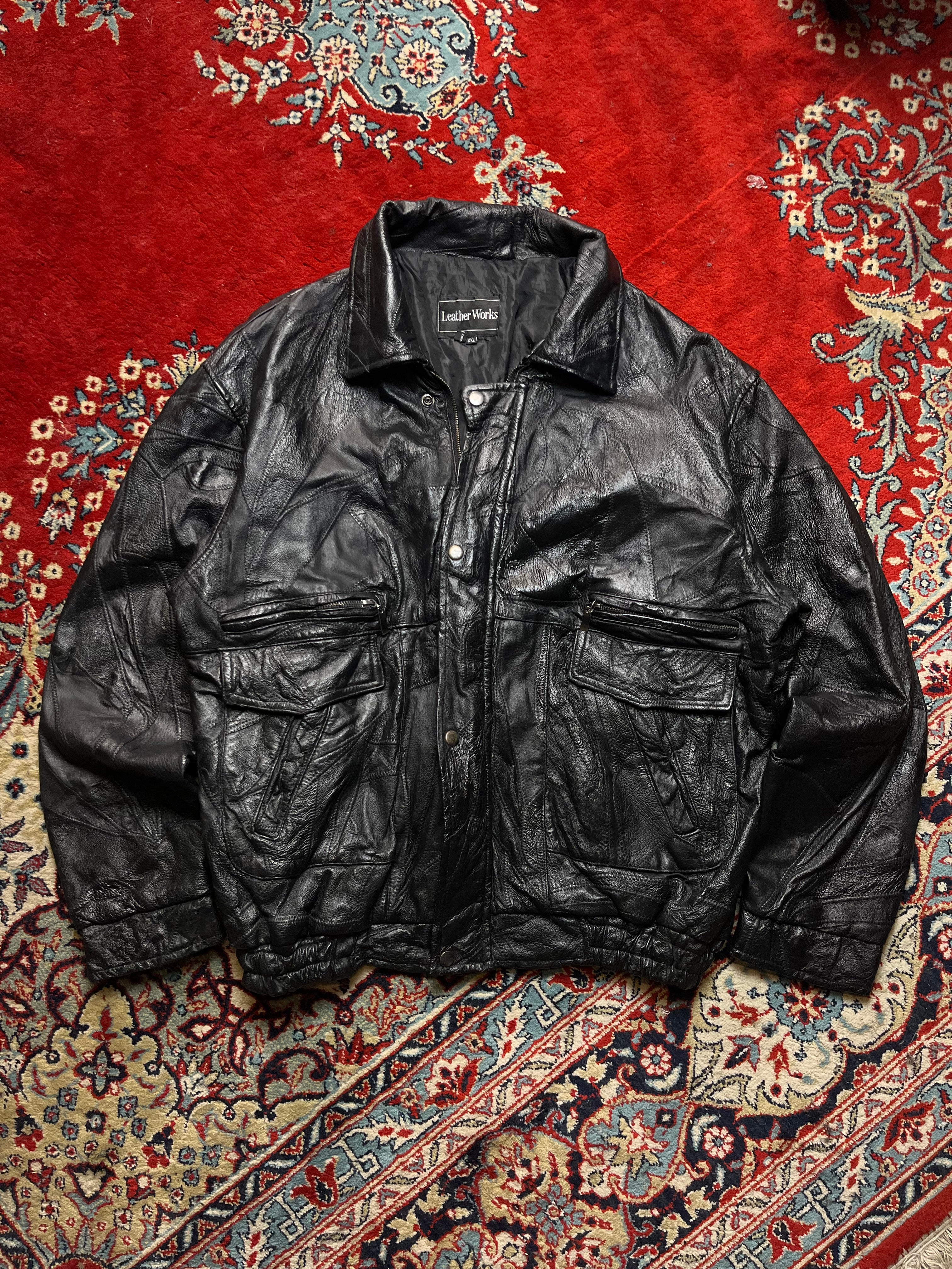 TLW Vintage Patchwork Leather Bomber Jacket