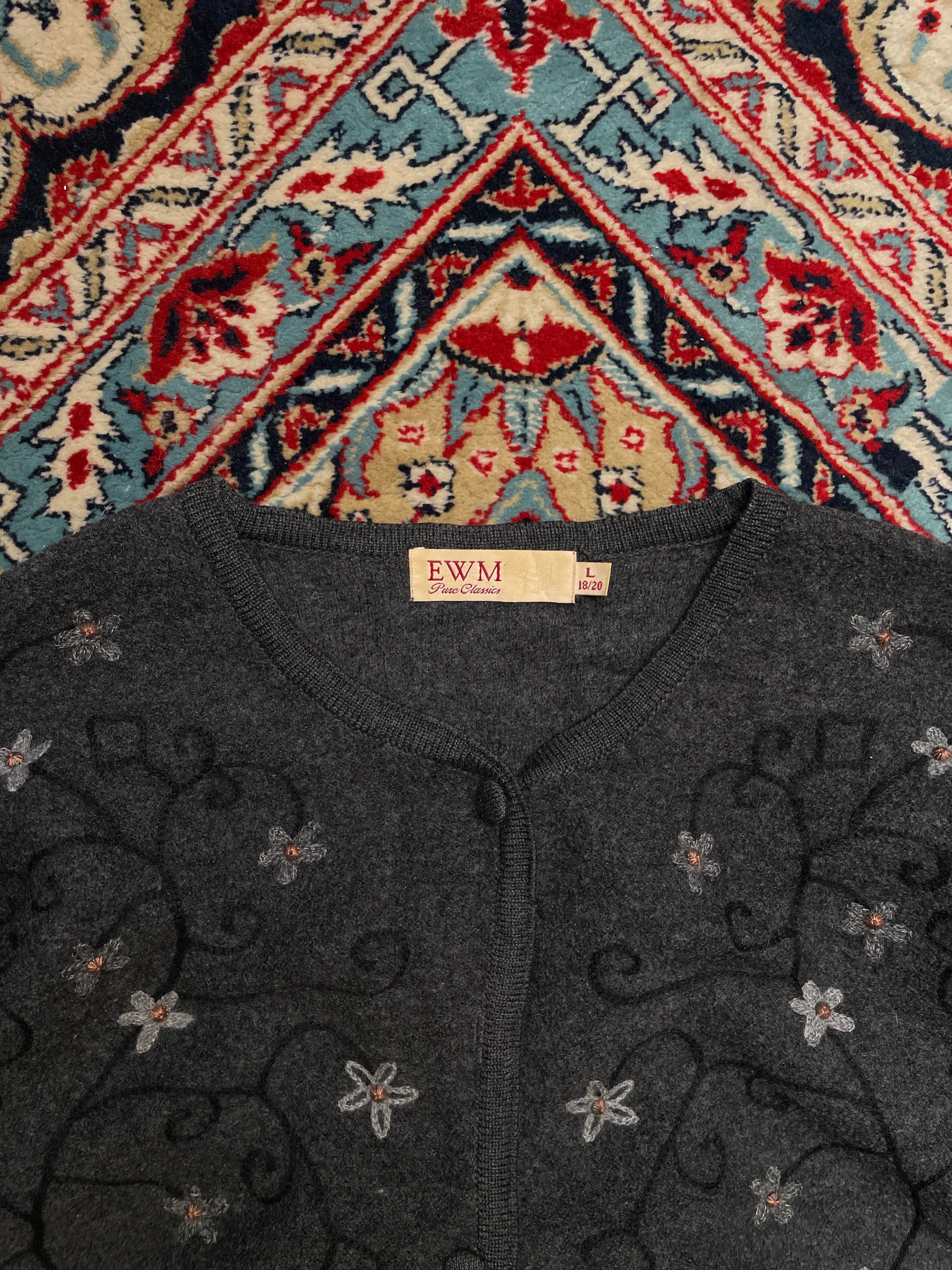 Ewn EMBROIDERED WOOL CARDIGAN