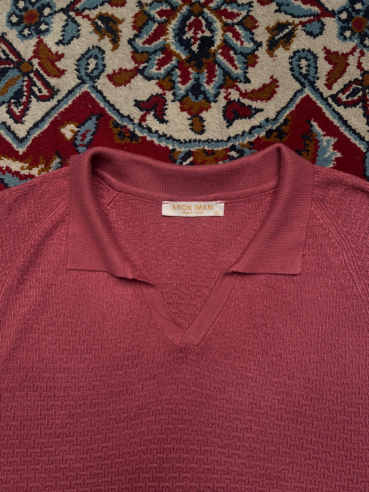 Aron Imani Open-Collar Knitted Polo TEE - L