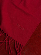 Fendi Burgundy Red Fringe Wool Scarf