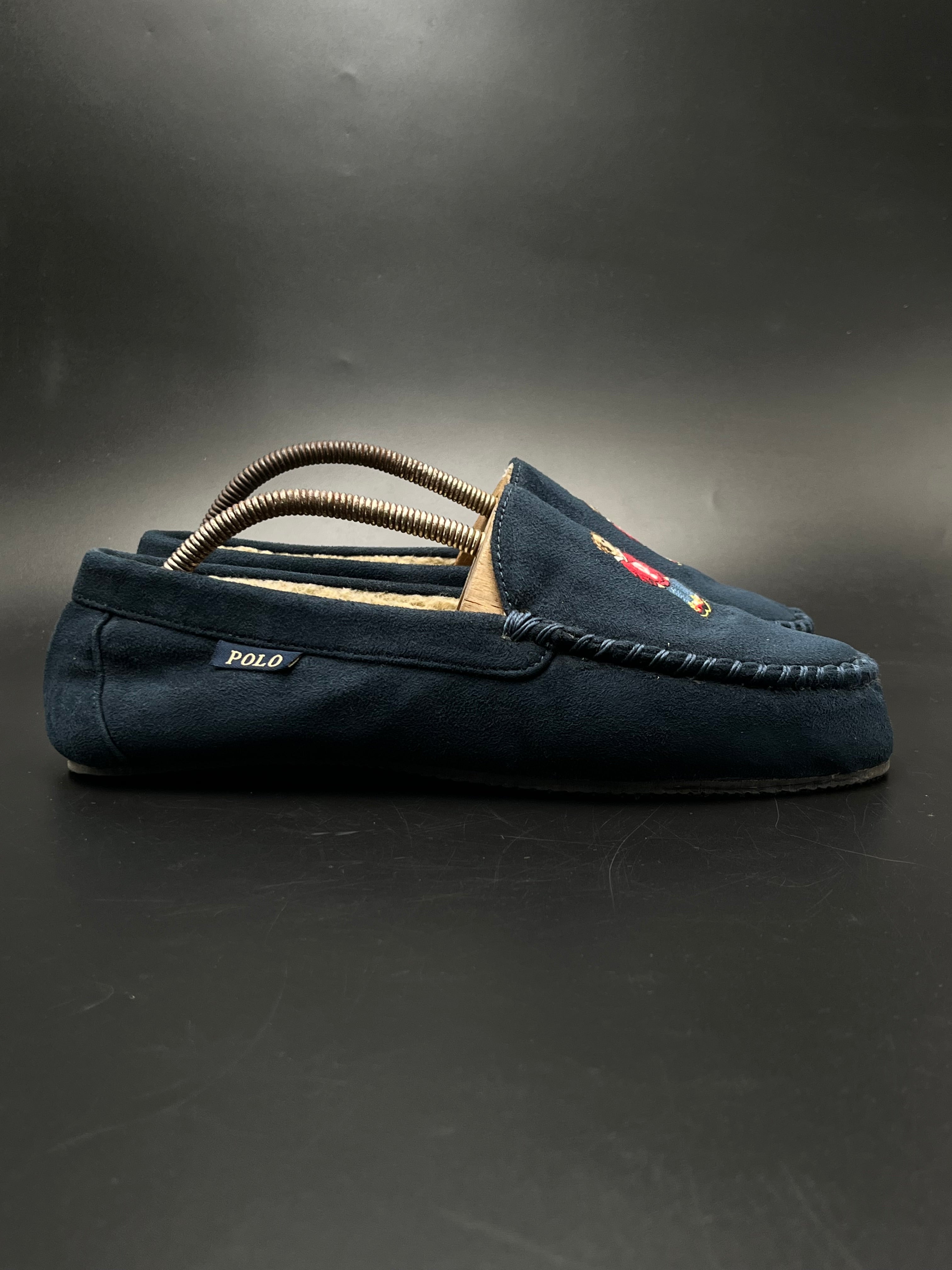 Polo Ralph Lauren Dezi V Polo Bear Navy Suede Moccasin Slippers