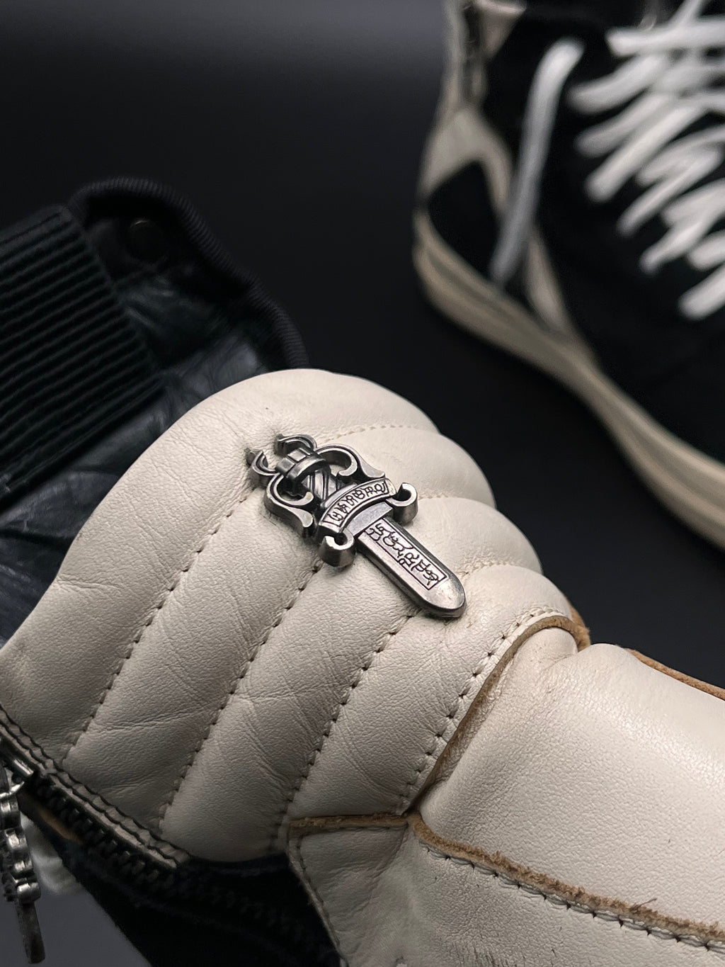 RICK OWENS X CHROME HEARTS GEOBASKETS SUEDE/LEATHER