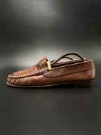 Antonio Ferri Brown Woven Leather Loafers