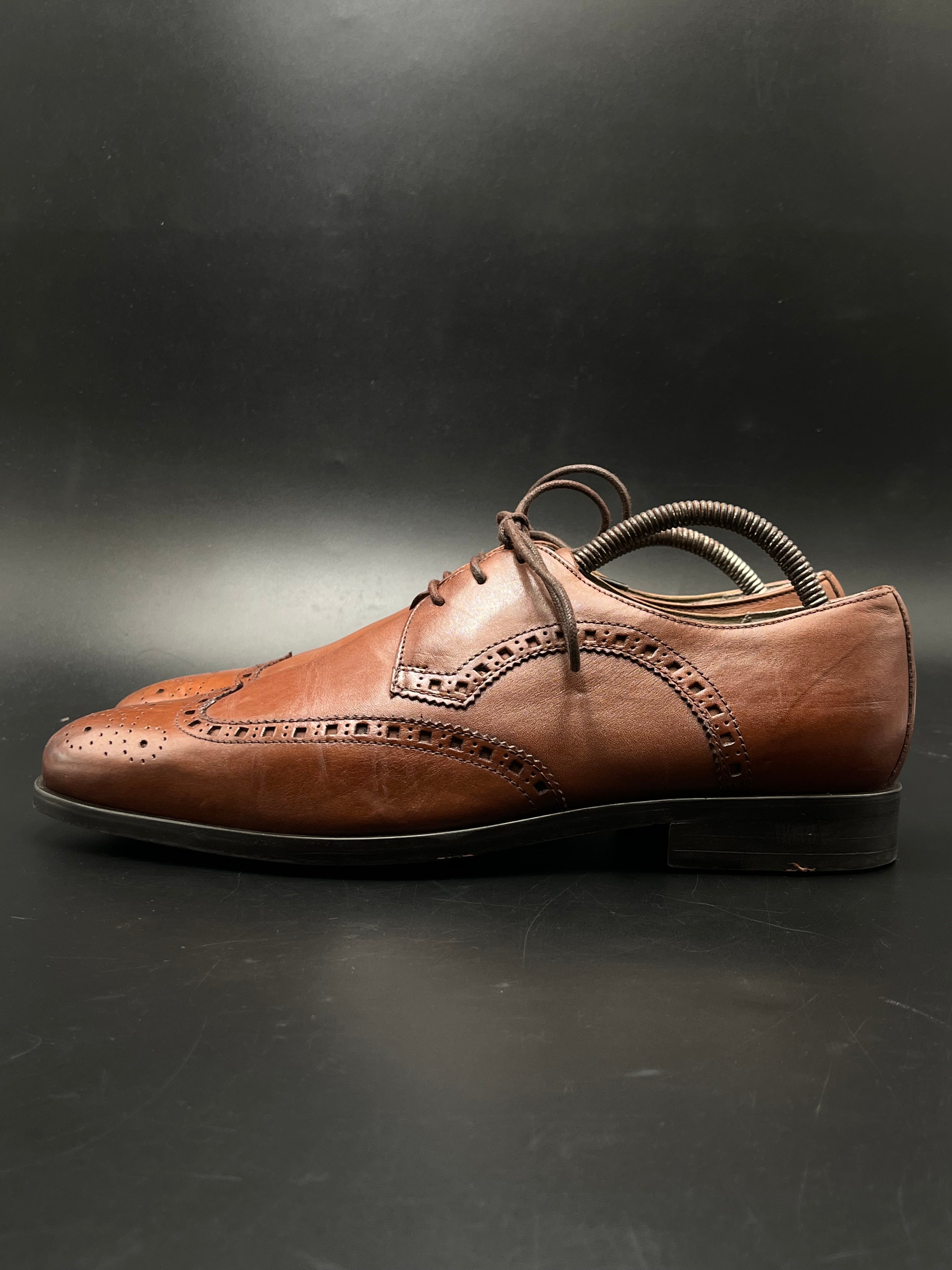 CLARKS CUSHION PLUS BROWN LEATHER WINGTIP BROGUE OXFORDS SHOES