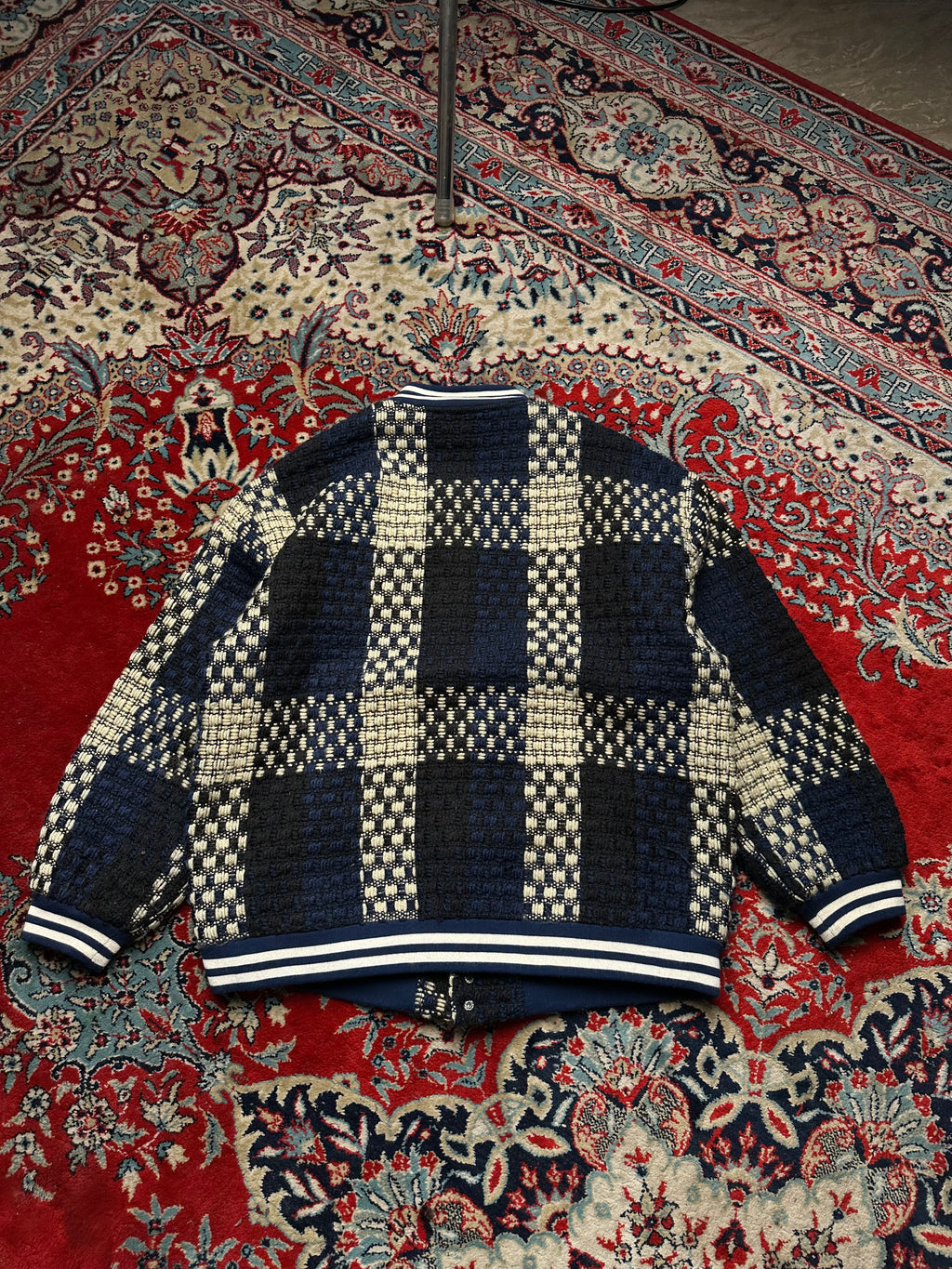 OIL RICE KNITTED RELAXED BOMBER JACKET