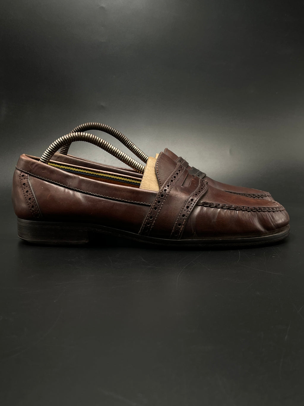 Polo Ralph Lauren Men's Brown Leather Brogue Penny Loafers