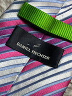 Daniel Hechter Silk Striped Tie – Pink, Silver & Lavender Diagonal Stripe