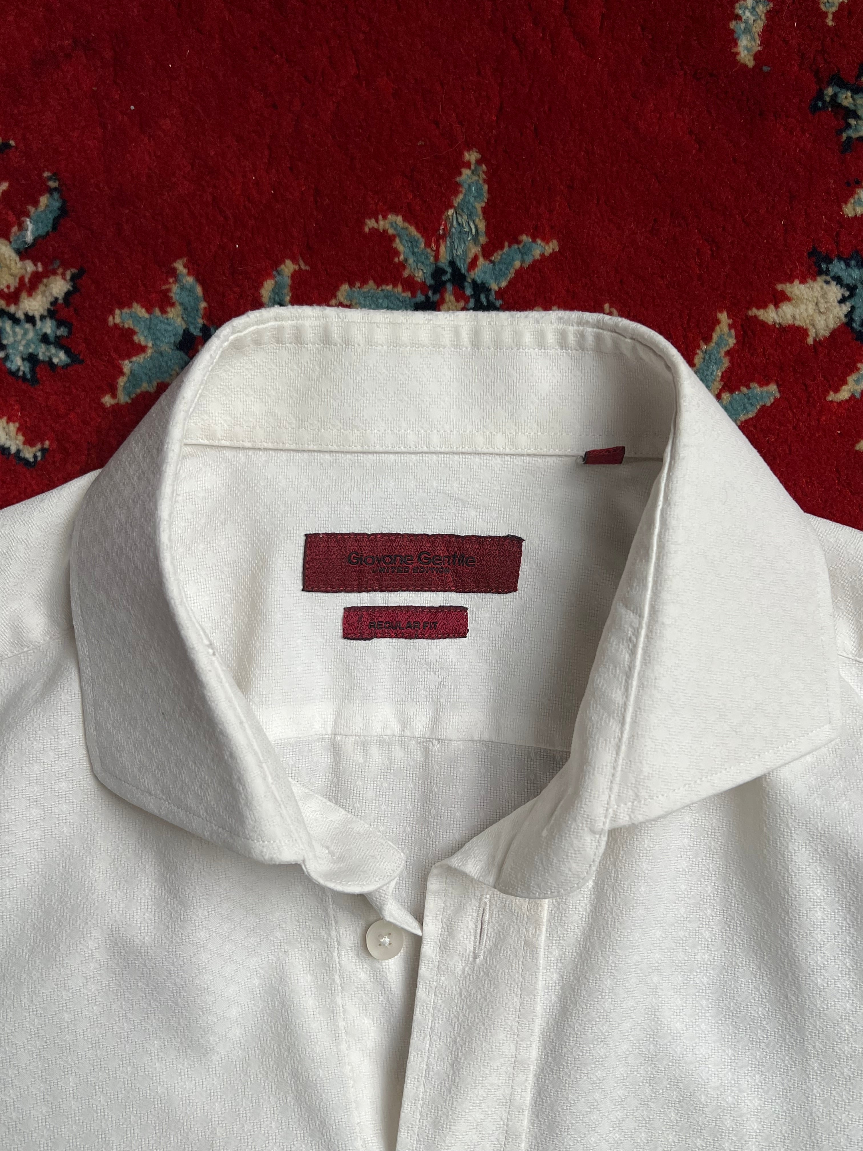GIOVANE GENTILE TEXTURED WHITE BUTTON DOWN FORMAL SHIRT