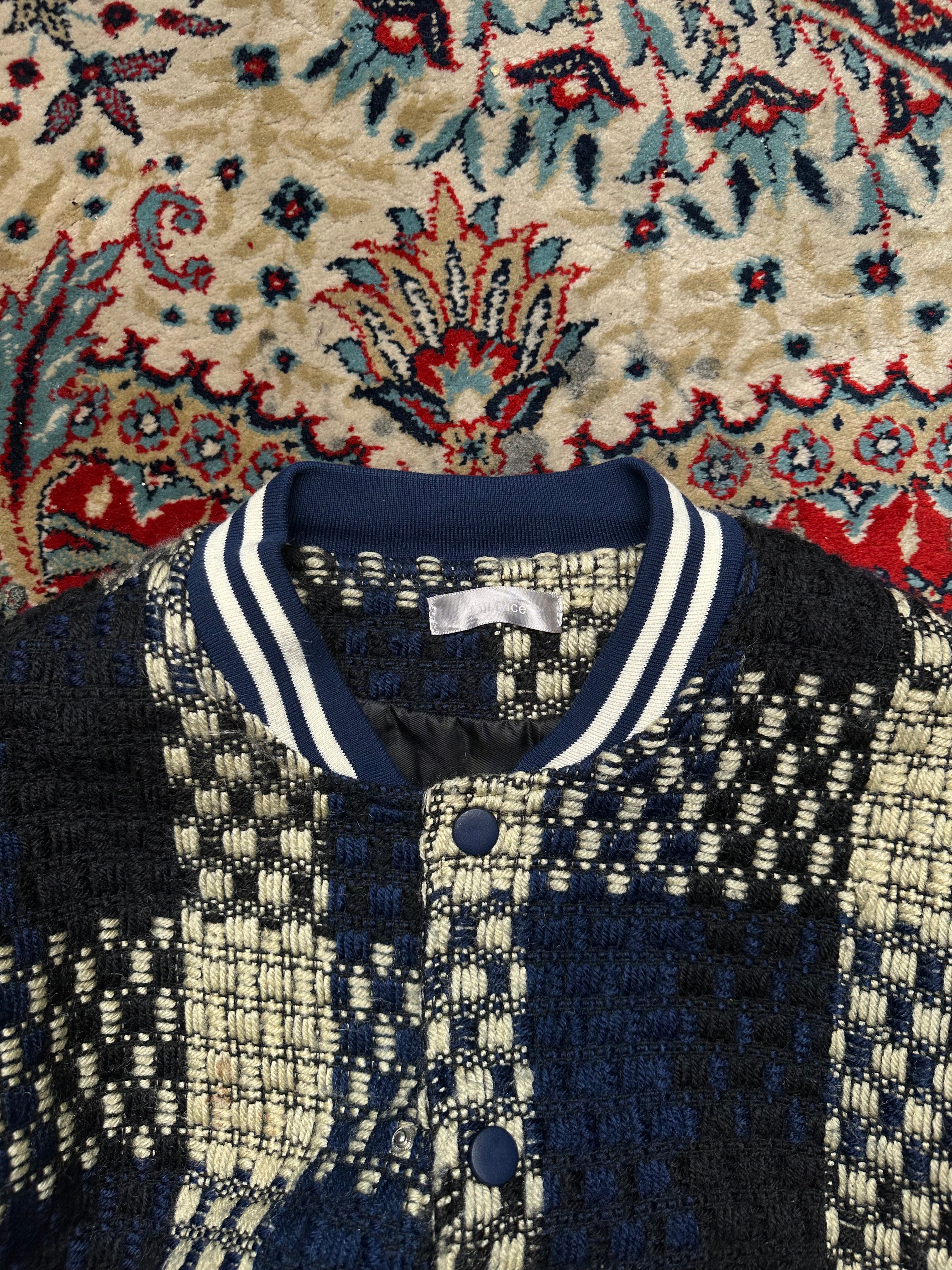 OIL RICE KNITTED RELAXED BOMBER JACKET