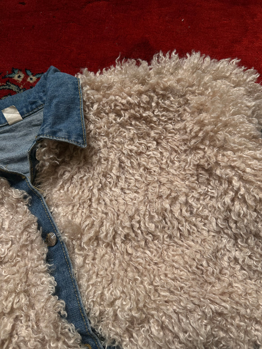 MAGAZINE Fake Fur Baggy Cropped Denim Jacket