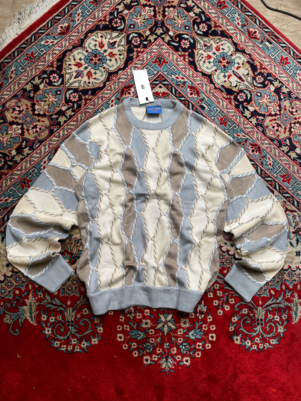 COCOMO Argyle Cable Knit Crewneck Sweater