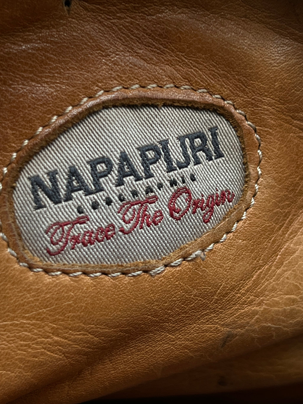 Napapijri Kari Cognac Brown Leather Lace Up Service Ankle Boots