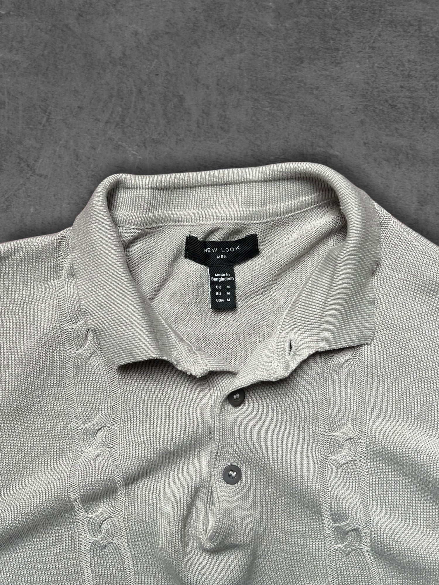 NEW LOOK GREY KNITTED POLO