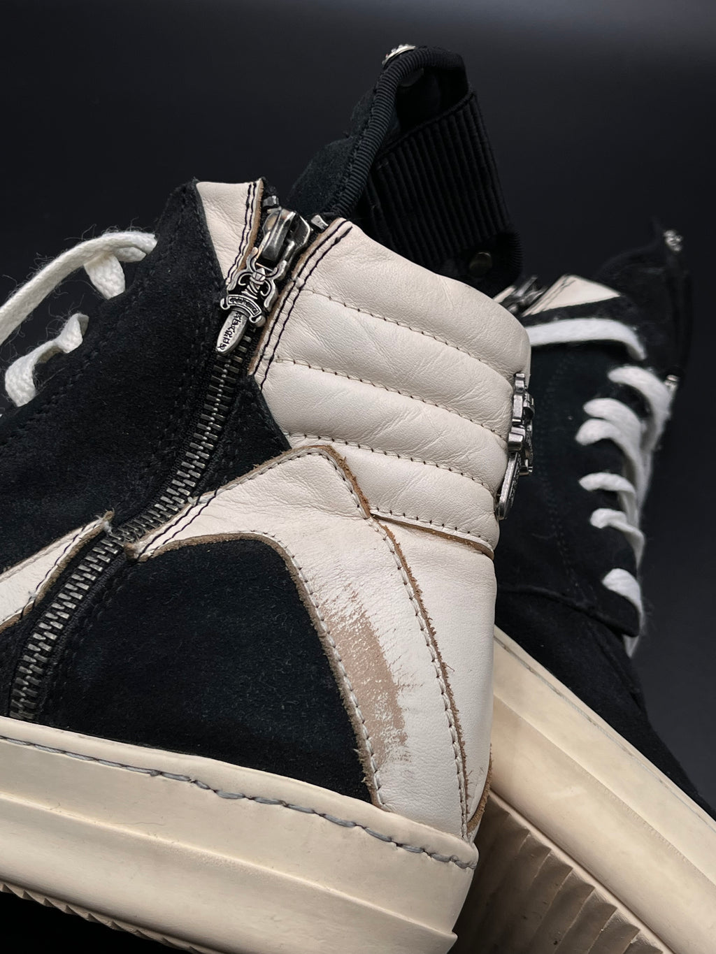 RICK OWENS X CHROME HEARTS GEOBASKETS SUEDE/LEATHER