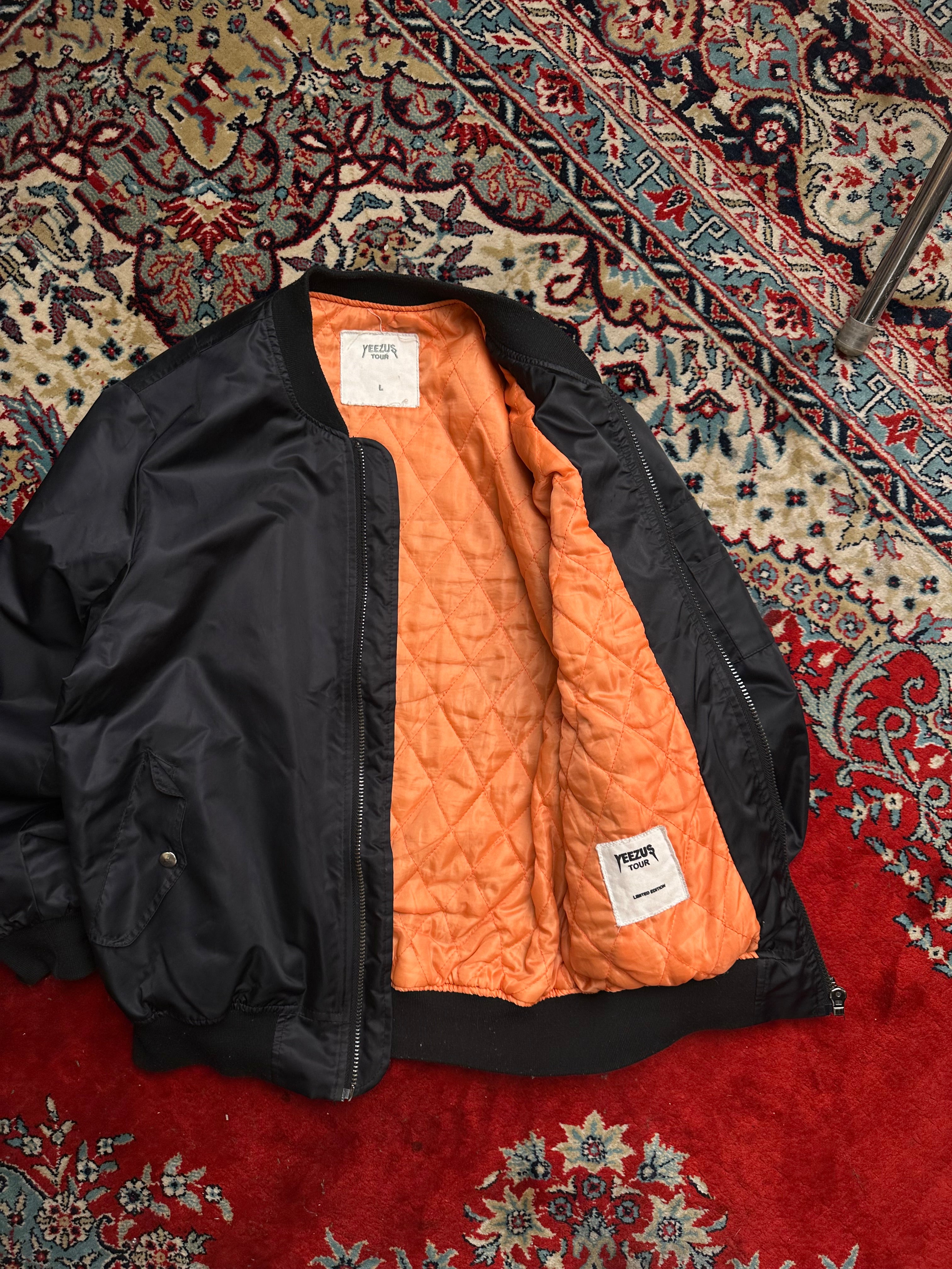 RARE VINTAGE Yeezus Tour MA-1 Bomber Flight Jacket Black with Orange Lining