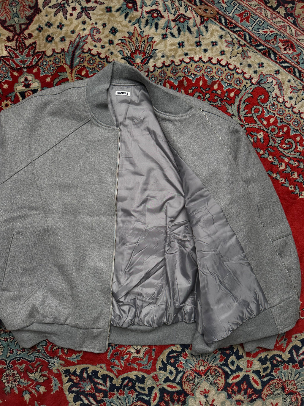 CANVAS RELAXED BOXY FIT WOOL BOMBER JACKET