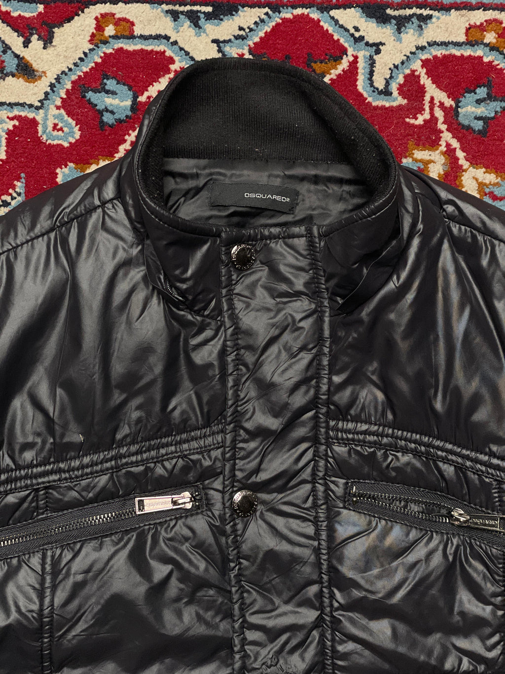 Dsquared2 Vintage Black Nylon Multi-Pocket Utility Bomber Jacket