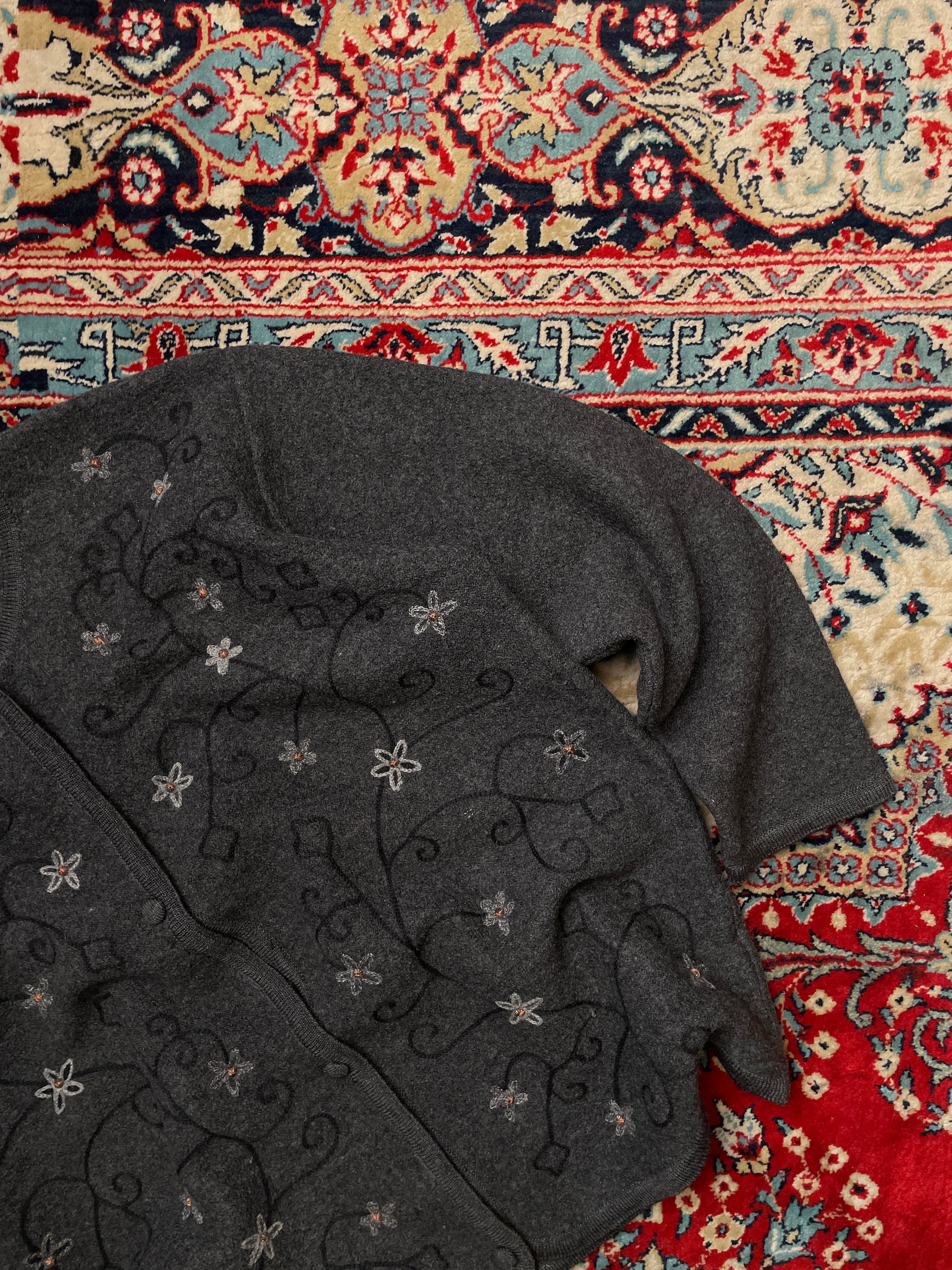 Ewn EMBROIDERED WOOL CARDIGAN