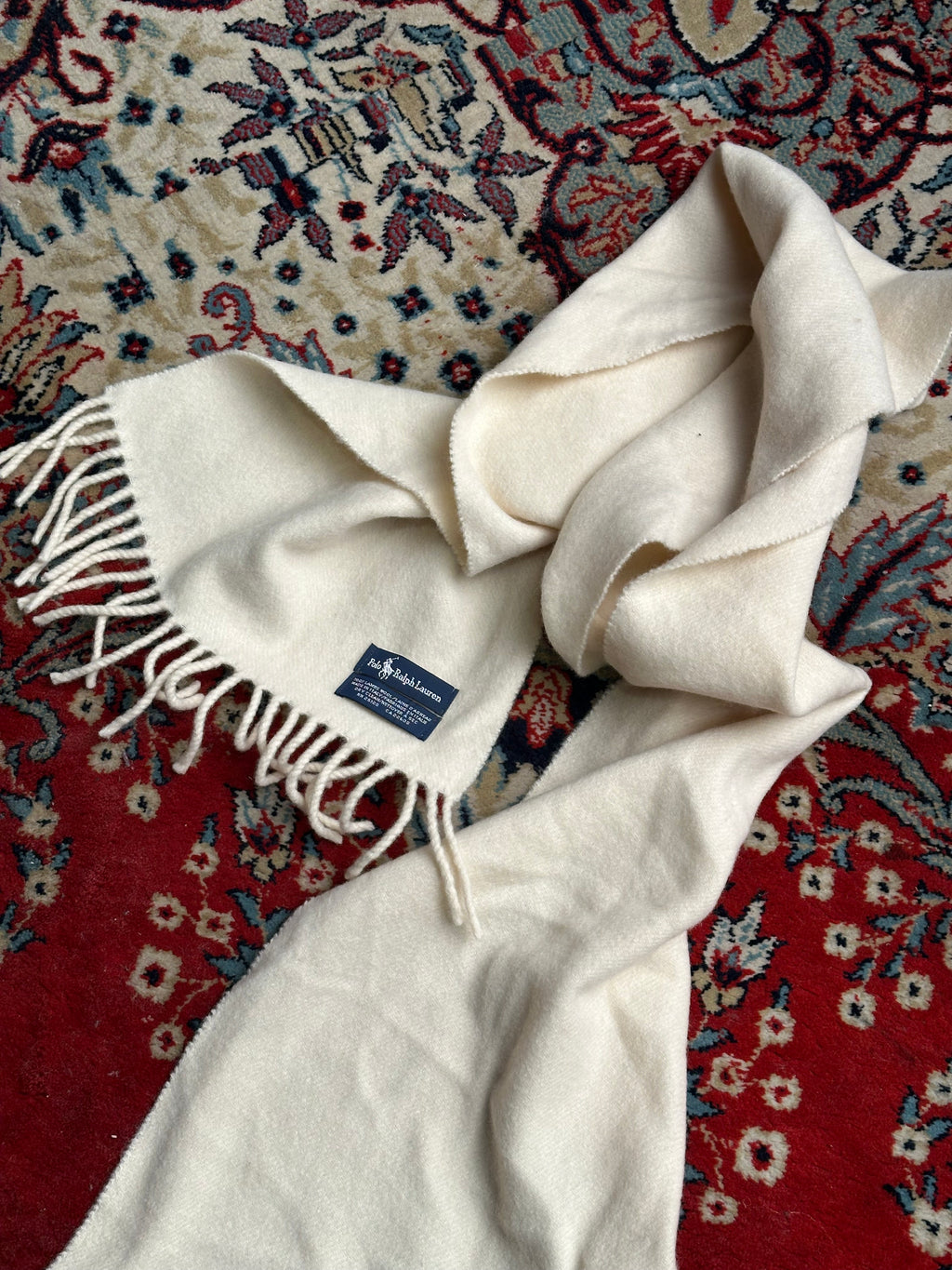 Polo Ralph Lauren Cream Lambswool Italian Made Muffler