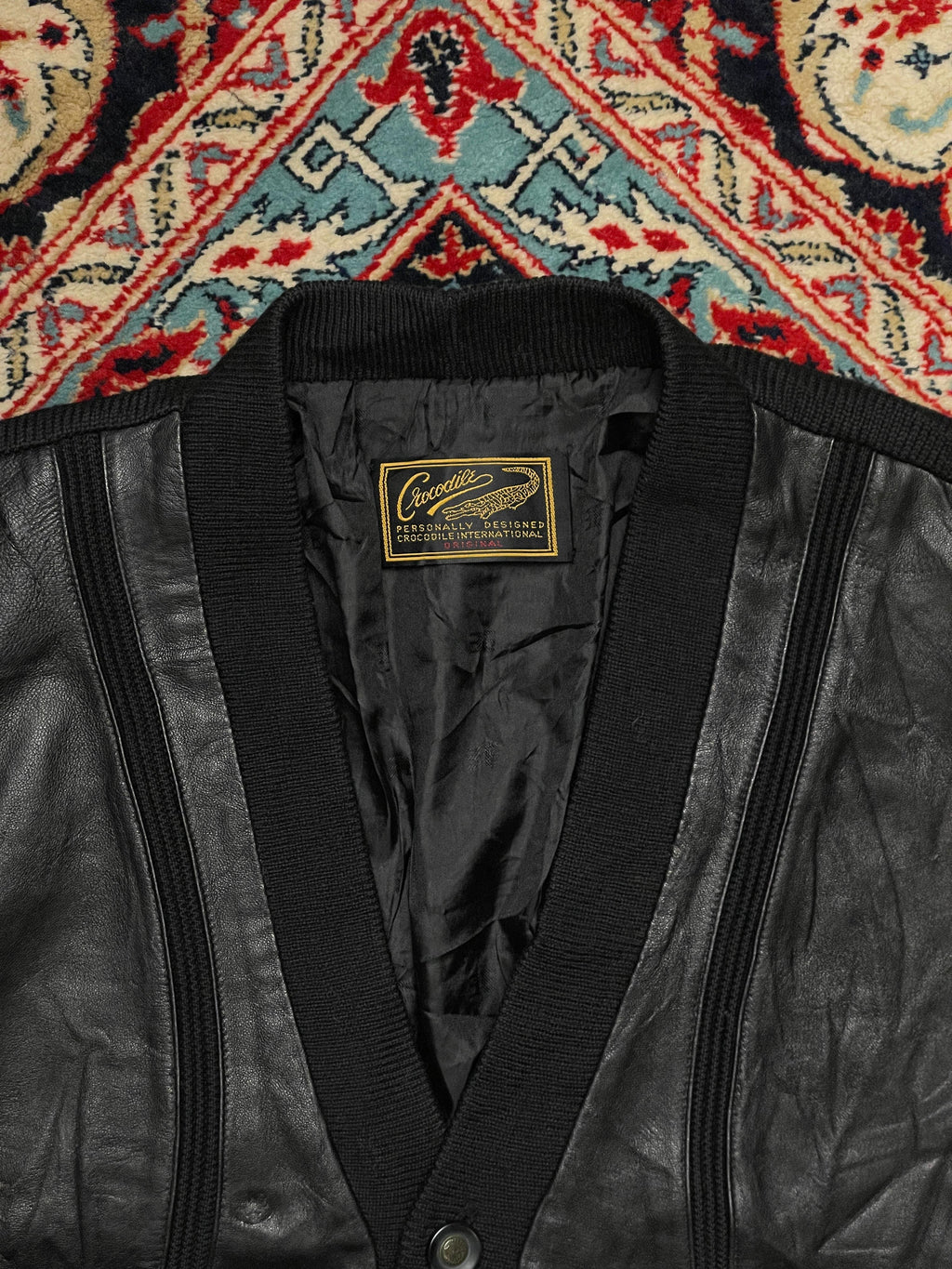 Crocodile VINTAGE LEATHER/WOOL RELAXED FIT CARDIGAN