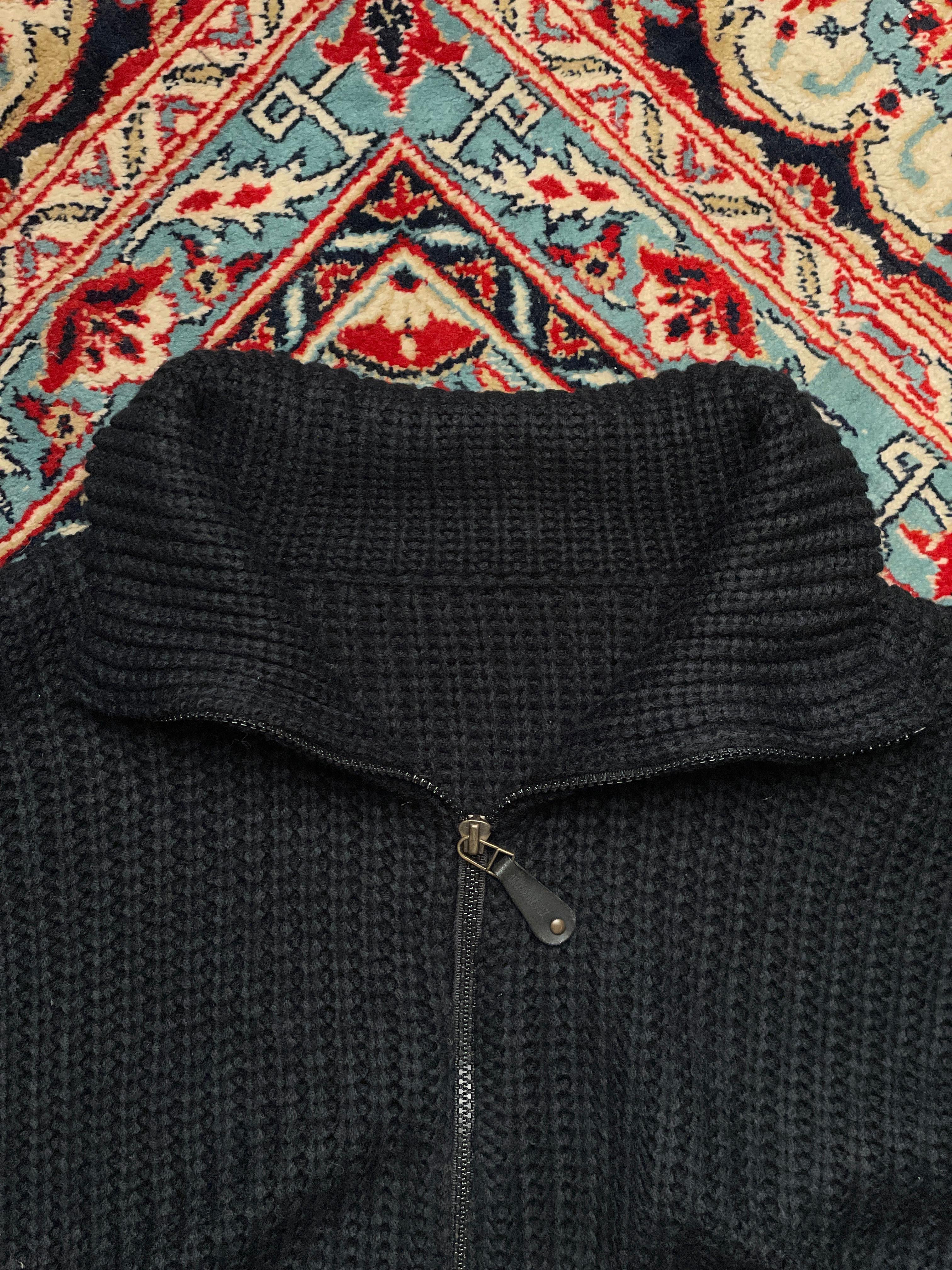 VINTAGE Black Knitted Relaxed fit ZIP CARDIGAN