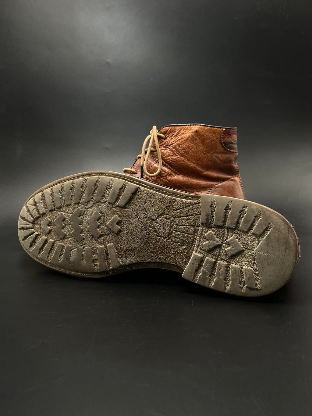 Napapijri Kari Cognac Brown Leather Lace Up Service Ankle Boots
