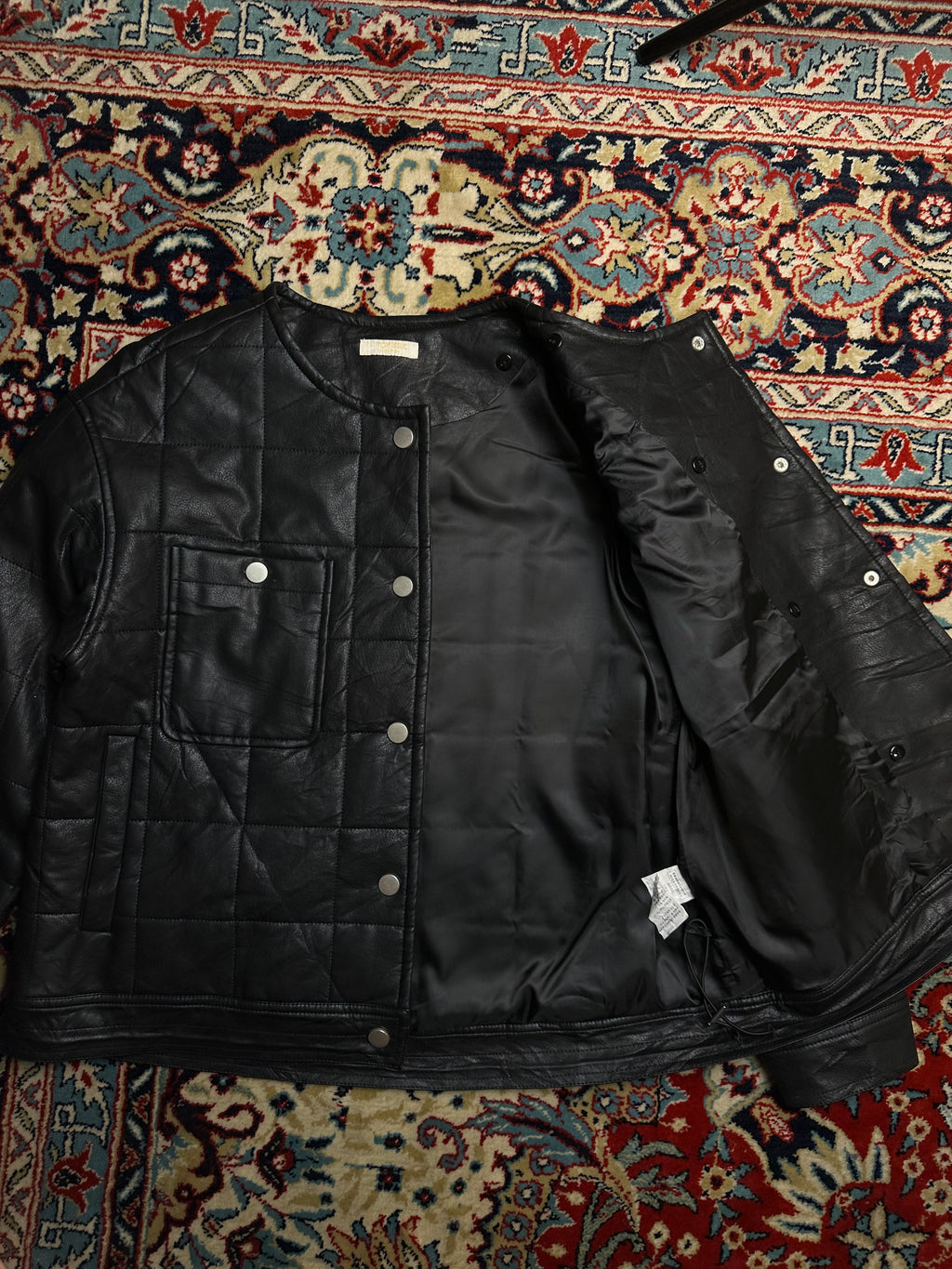 TOP ISSUE Leather Crew Neck Jacket