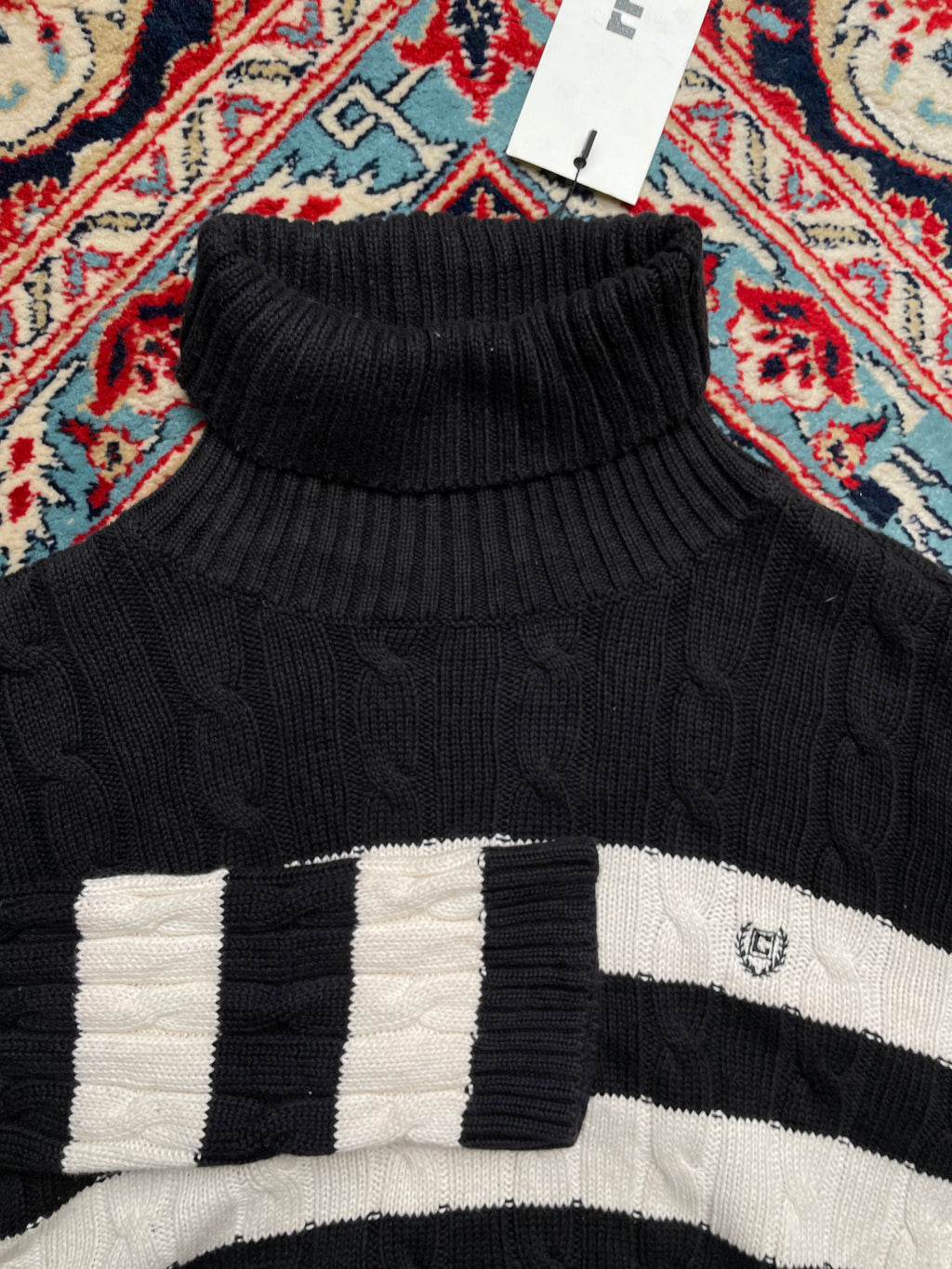Gap Striped Cable Knit Turtleneck Sweater