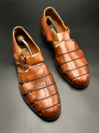 G.H. Bass Brown Monk Strap Leather Fisherman Sandals - 46