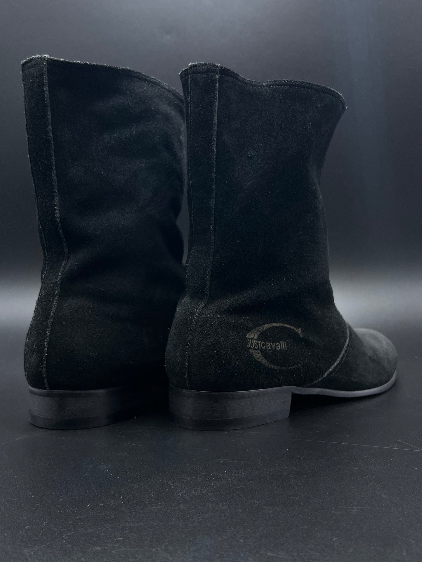 JUSTCAVALLI SUEDE LONG CHELSEA BOOTS