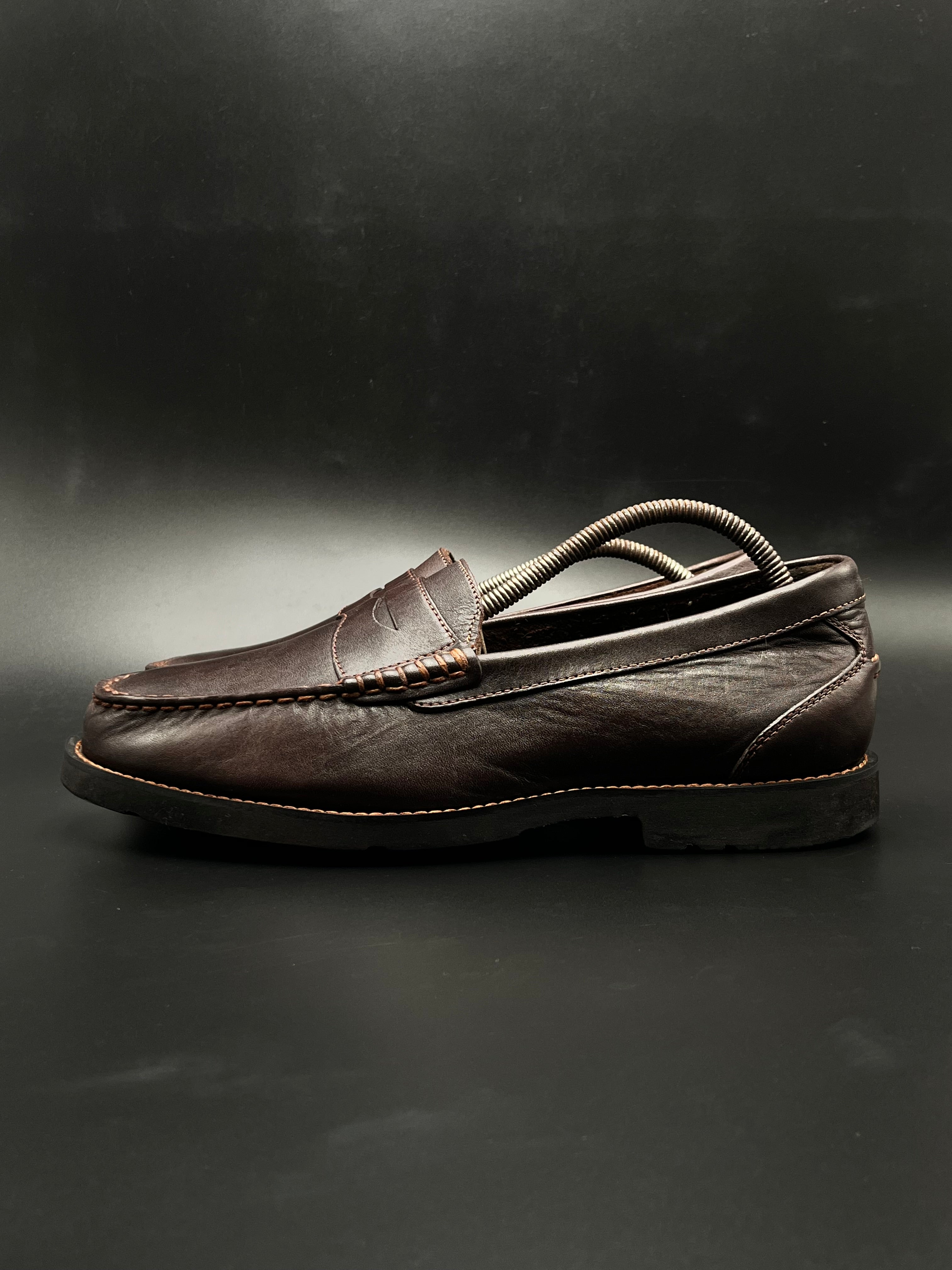 Rockport ADIPPRENE BROWN LEATHER PENNY LOAFERS - 45