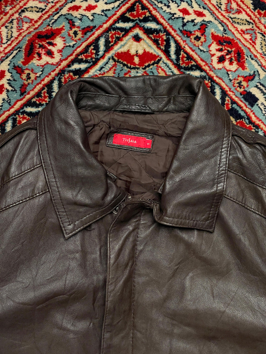 Tissaia VINTAGE RELAXED Leather Jacket
