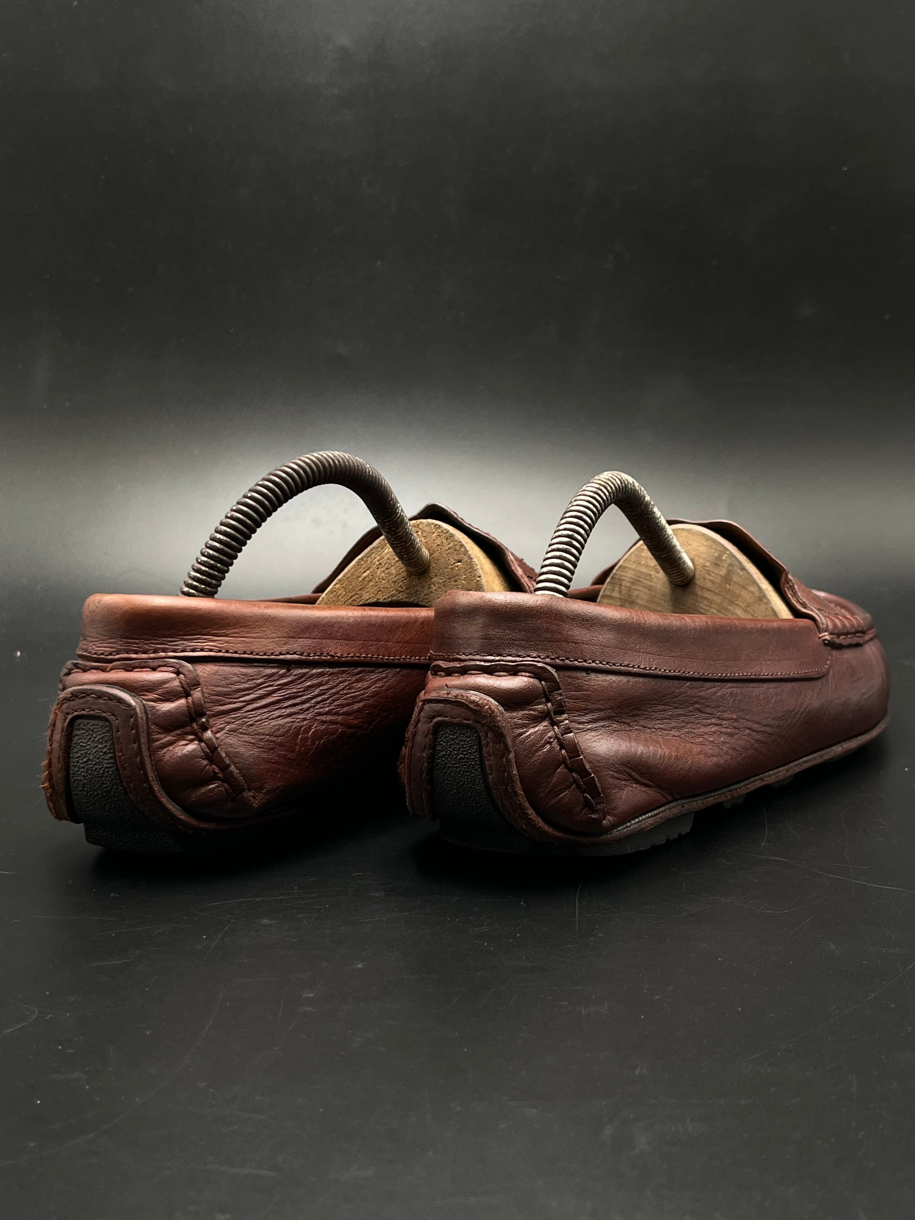 BROWN LEATHER PENNY LOAFER DRIVING MOC SLIP ON SHOES