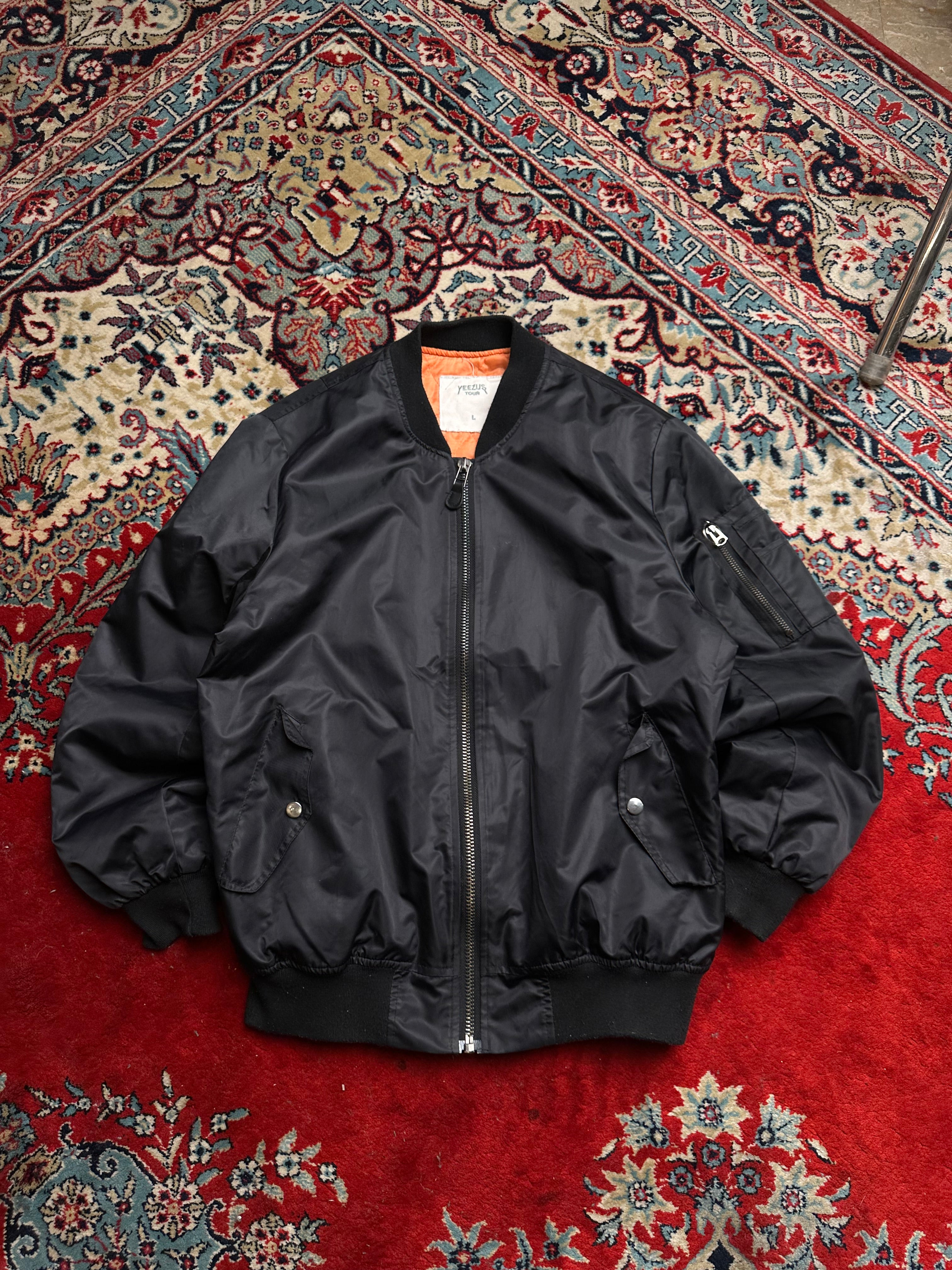 RARE VINTAGE Yeezus Tour MA-1 Bomber Flight Jacket Black with Orange Lining