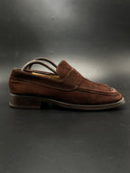 Brecos Men's Dark Brown Suede Penny Loafers