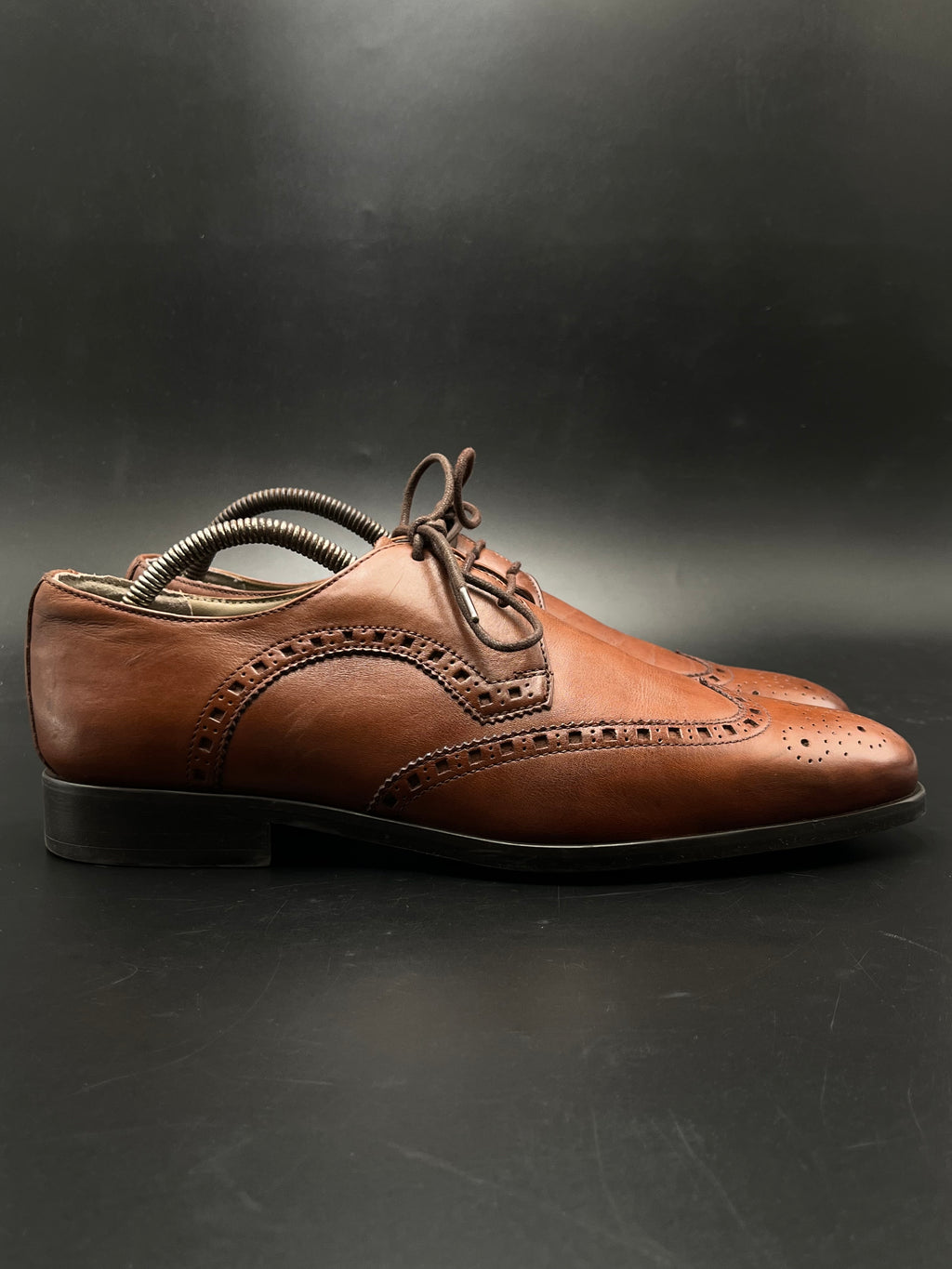 CLARKS CUSHION PLUS BROWN LEATHER WINGTIP BROGUE OXFORDS SHOES