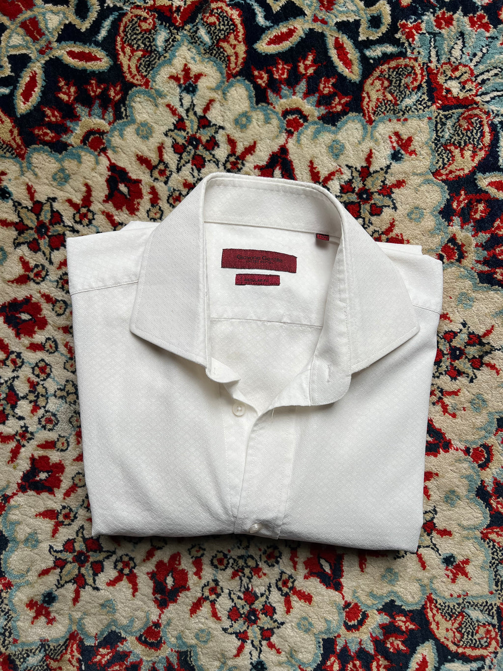GIOVANE GENTILE TEXTURED WHITE BUTTON DOWN FORMAL SHIRT