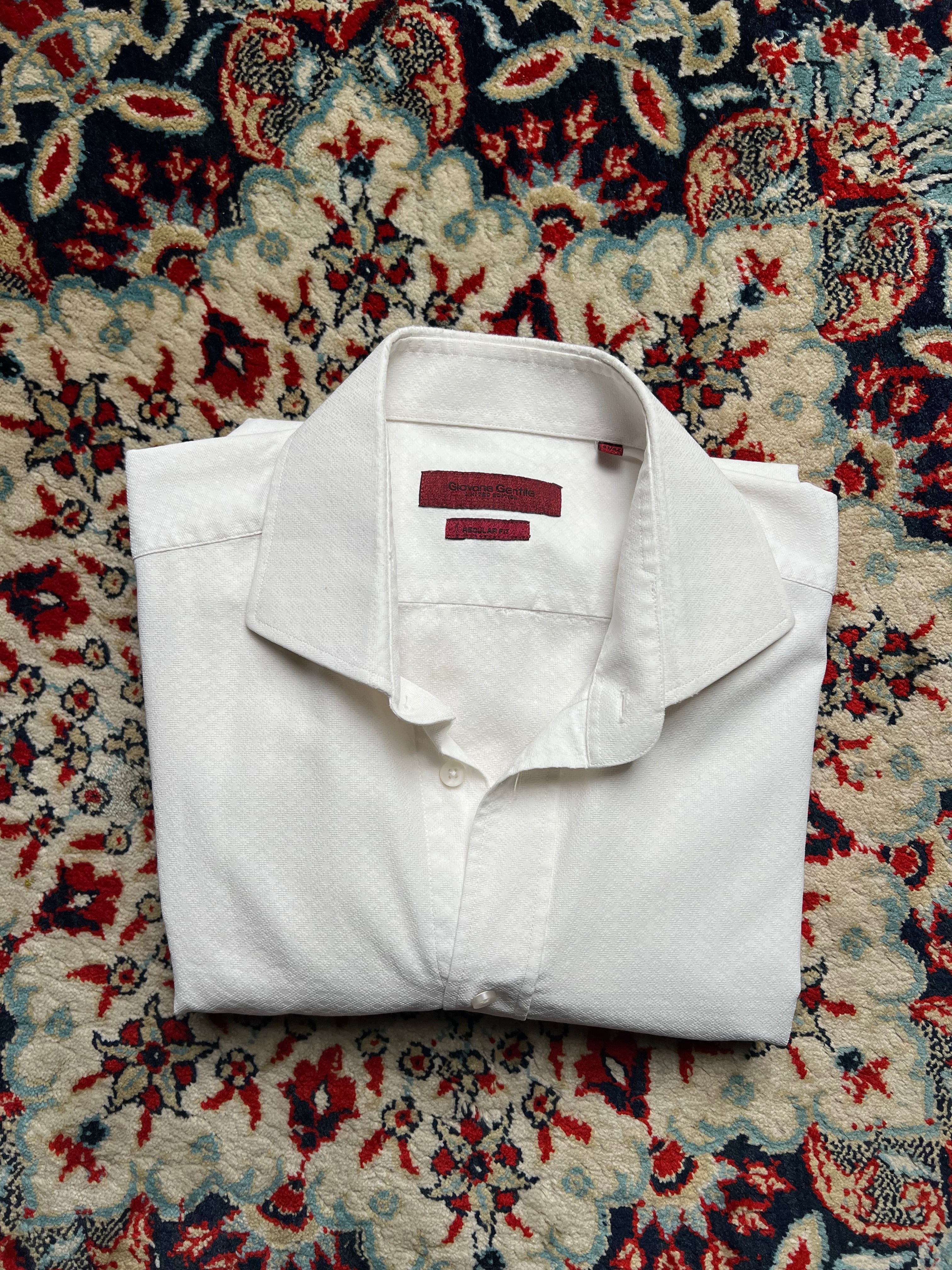 GIOVANE GENTILE TEXTURED WHITE BUTTON DOWN FORMAL SHIRT